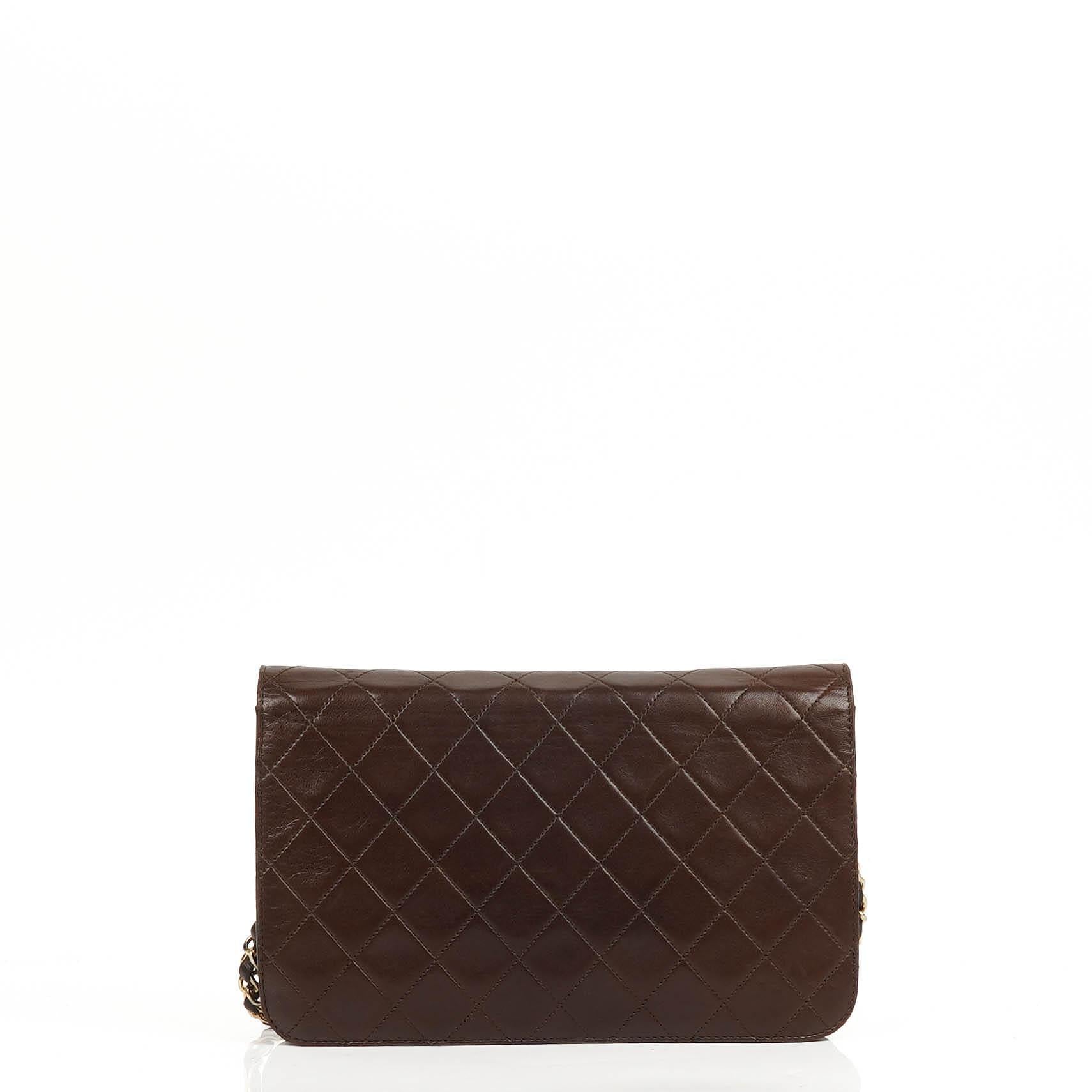 Chanel Classic Brown Quilted Lambskin Full Flap Bag With 24K Gold-Plated Hardware