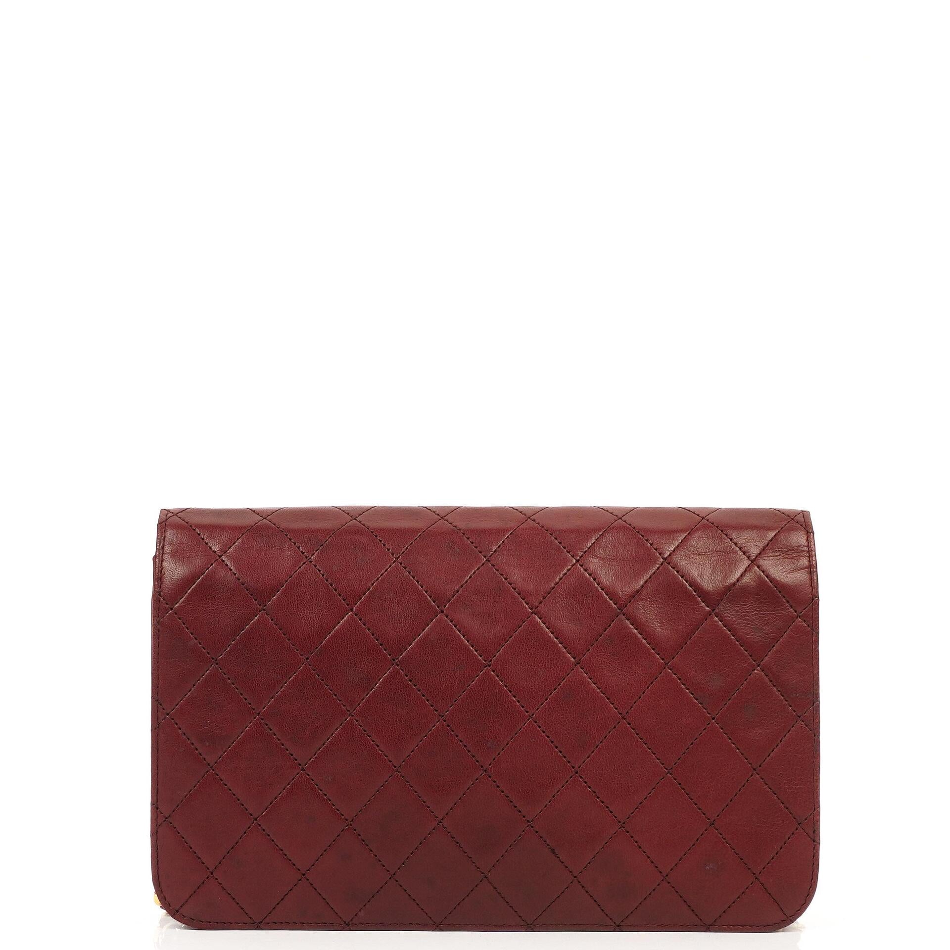 Chanel Classic Burgundy Quilted Lambskin Full Flap Bag With 24K Gold-Plated Hardware