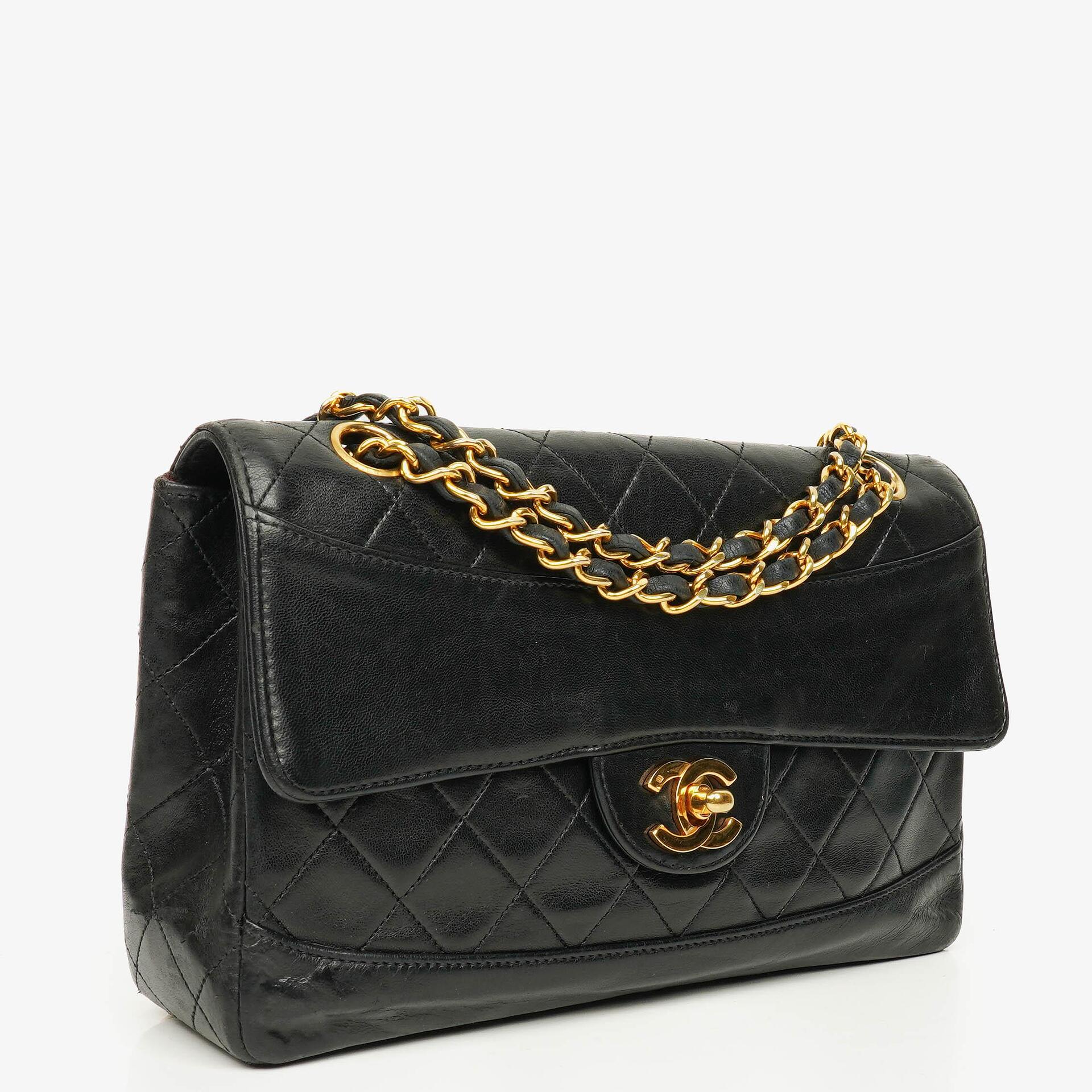 Chanel Classic Flap Bag Black Lambskin 24k Gold-Plated Hardware