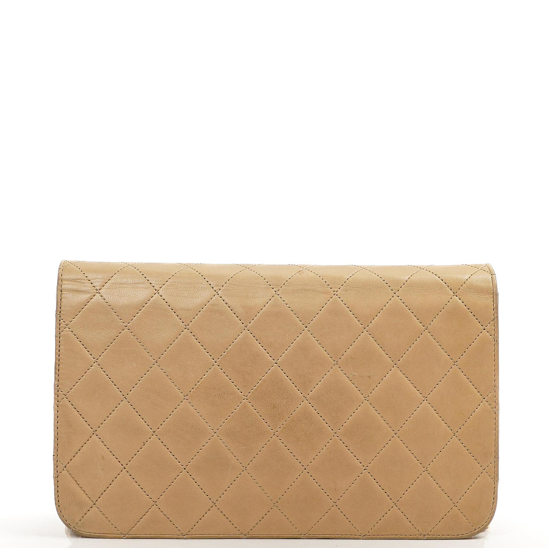 Chanel Classic Full Flap Bag Beige Quilted Lambskin 24K Gold-Plated Hardware