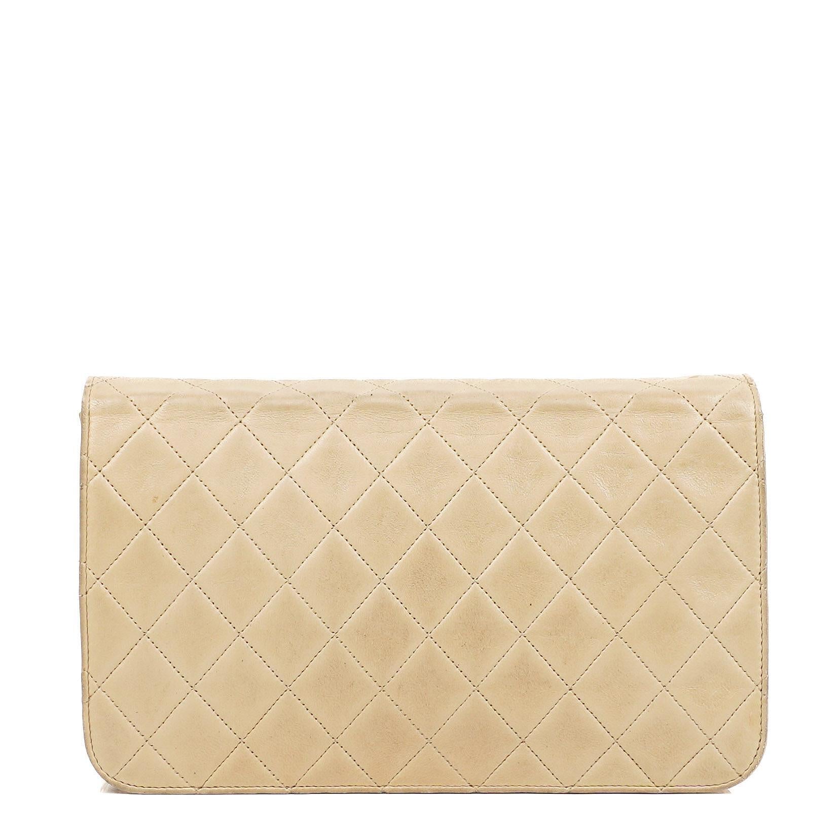 Chanel Classic Full Flap Bag Beige Quilted Lambskin 24K Gold-Plated Hardware