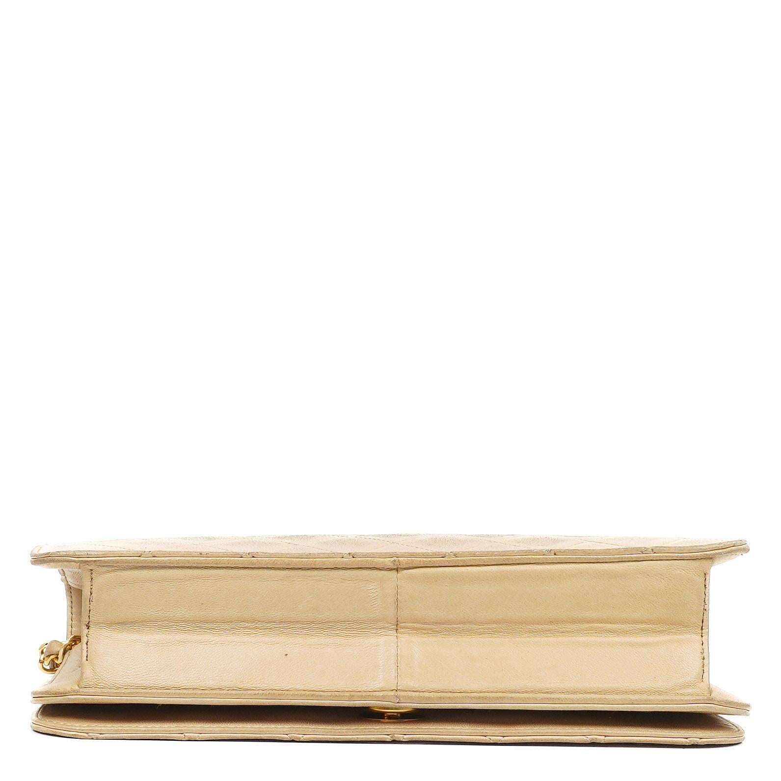 Chanel Classic Full Flap Bag Beige Quilted Lambskin 24K Gold-Plated Hardware