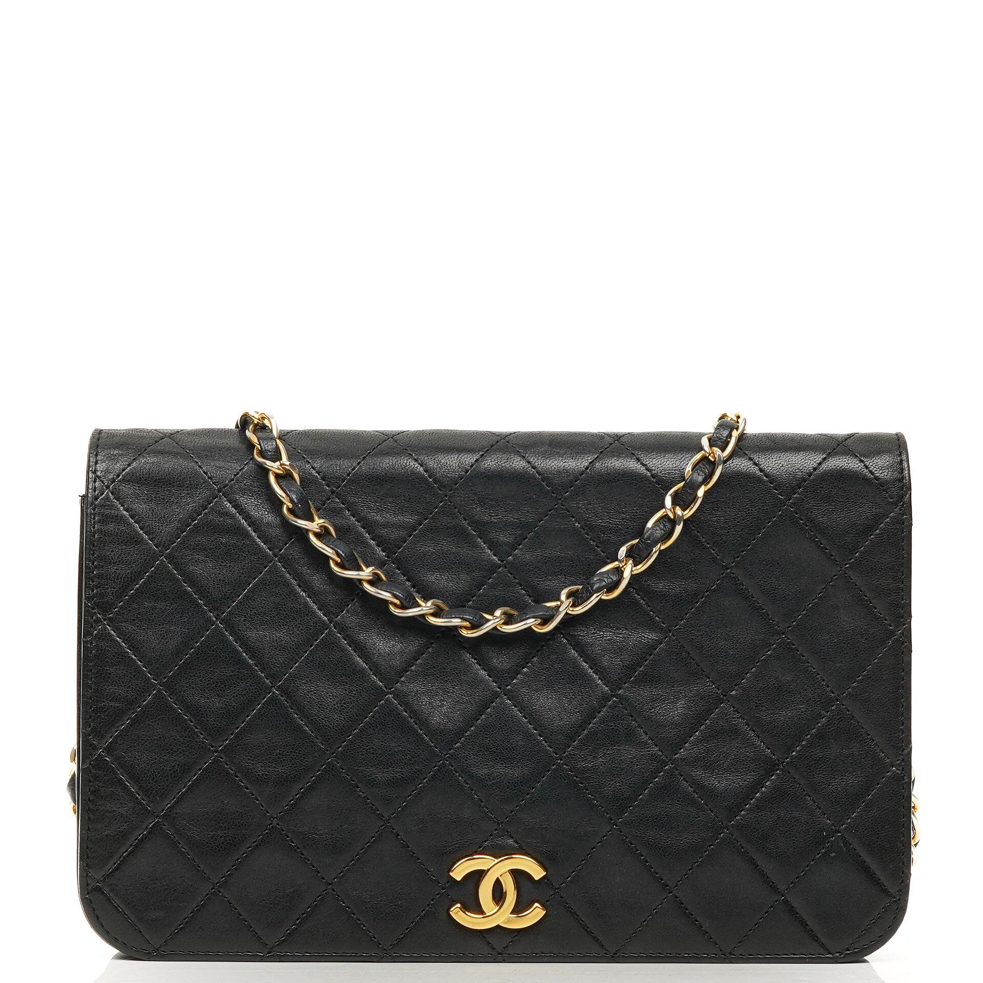 Chanel Classic Full Flap Bag Black Quilted Lambskin 24K Gold-Plated Hardware