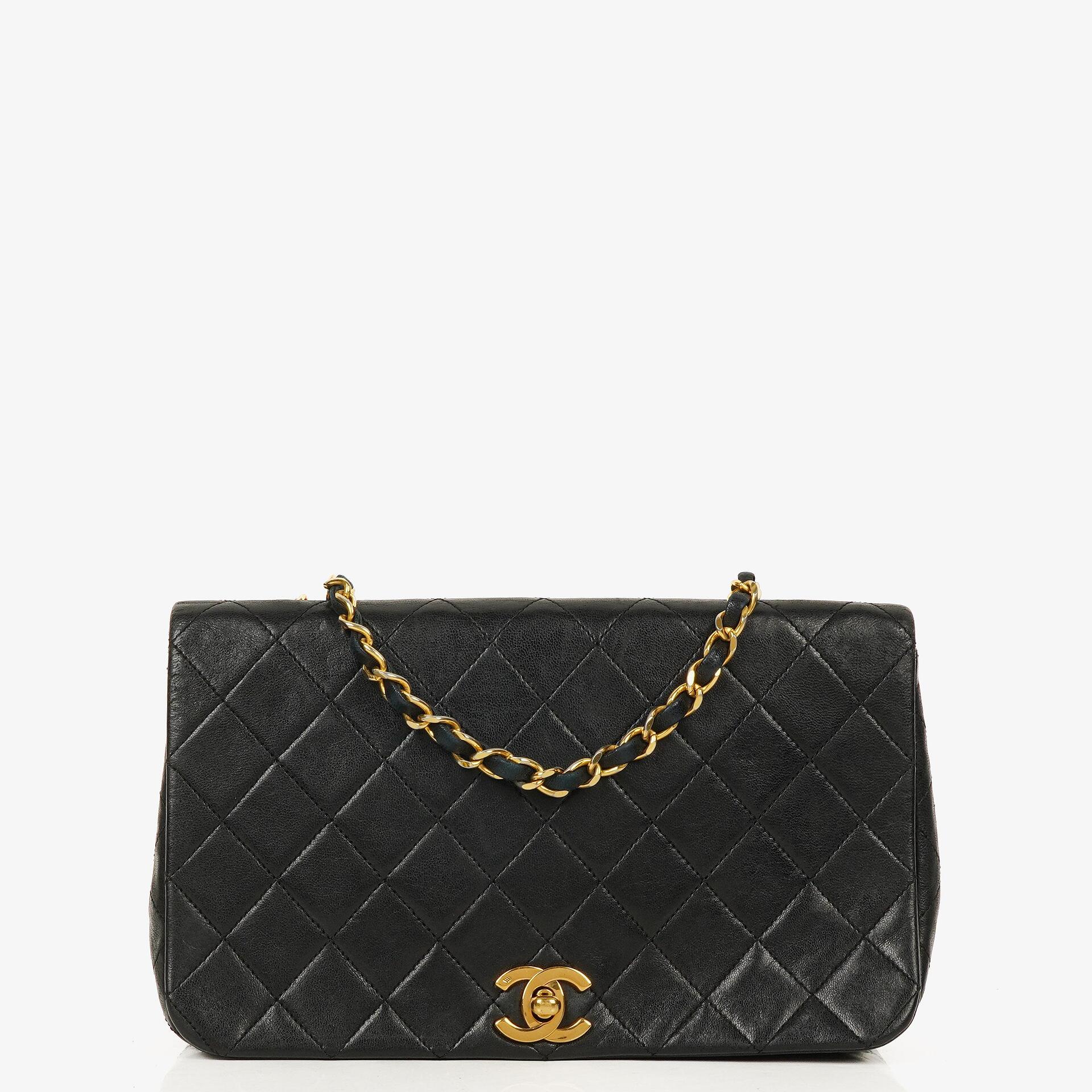 Chanel Classic Full Flap Bag Black Quilted Lambskin 24K Gold-Plated Hardware