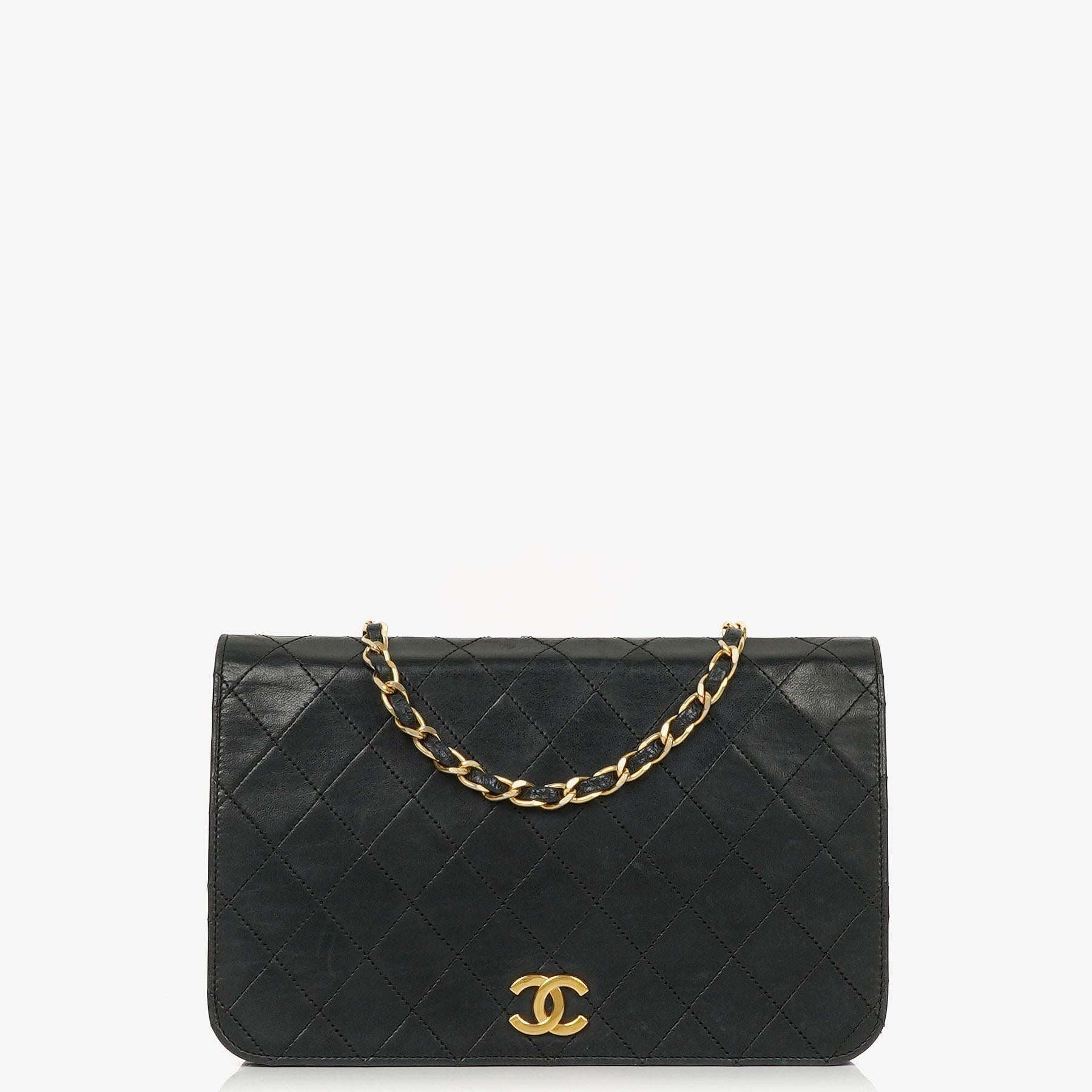 Chanel Classic Full Flap Bag Black Quilted Lambskin 24K Gold-Plated Hardware