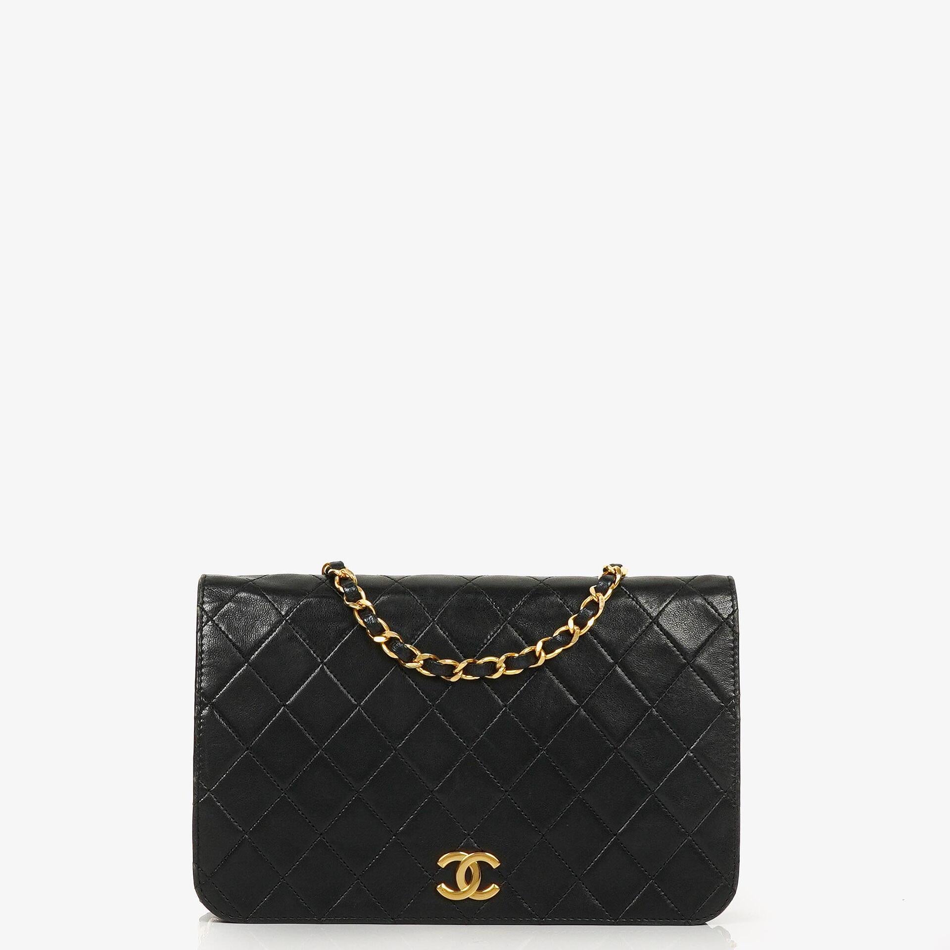 Chanel Classic Full Flap Bag Black Quilted Lambskin 24K Gold-Plated Hardware