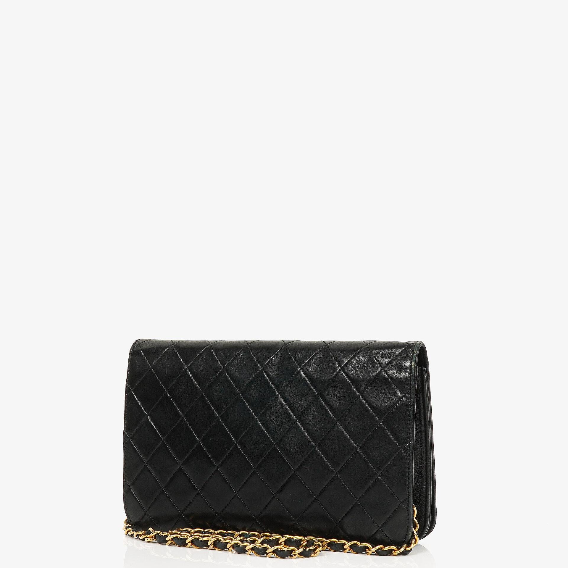Chanel Classic Full Flap Bag Black Quilted Lambskin 24K Gold-Plated Hardware