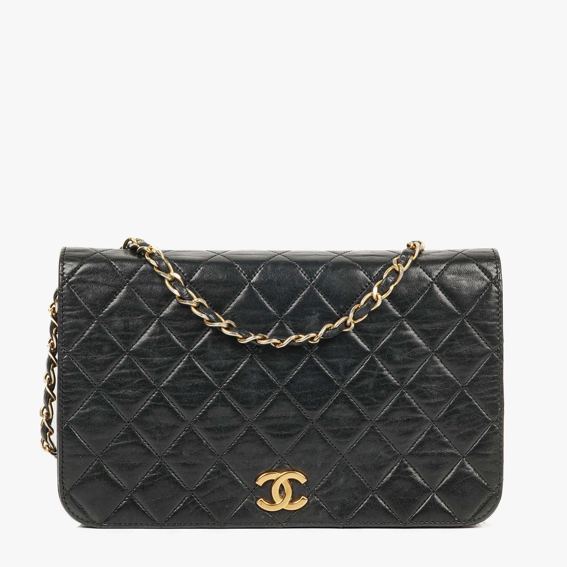 Chanel Classic Full Flap Bag Black Quilted Lambskin 24K Gold-Plated Hardware