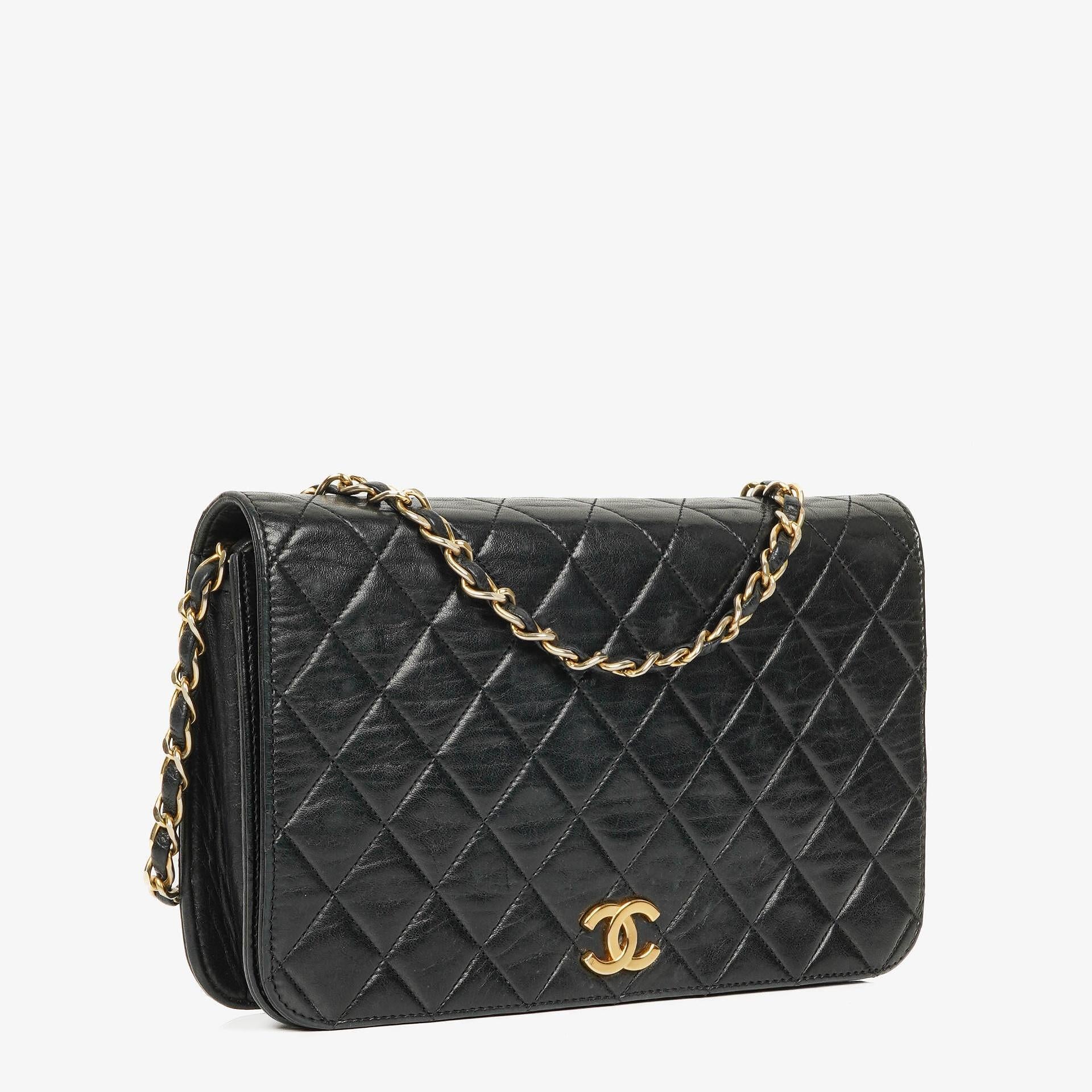 Chanel Classic Full Flap Bag Black Quilted Lambskin 24K Gold-Plated Hardware