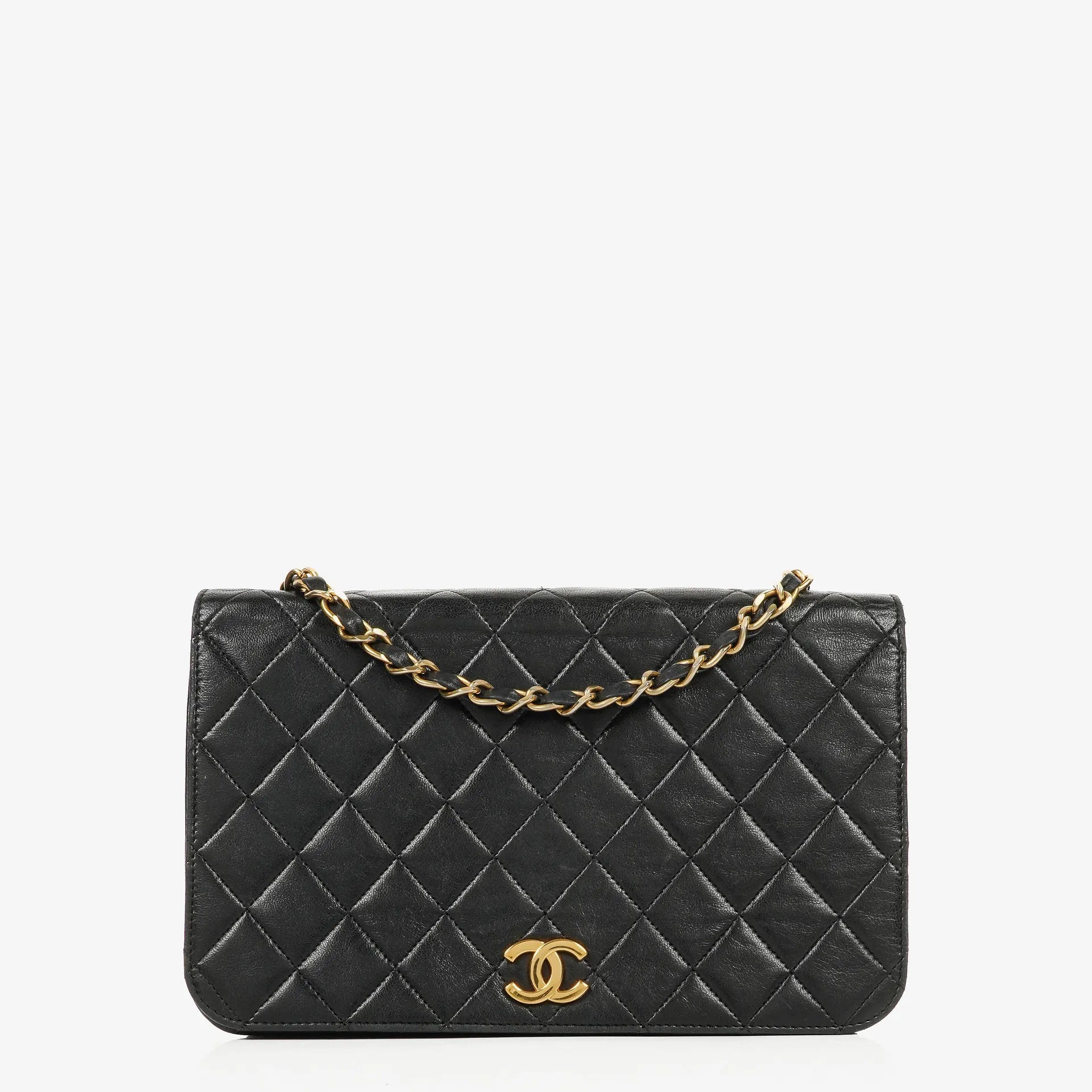 Chanel Classic Full Flap Bag Black Quilted Lambskin 24K Gold-Plated Hardware
