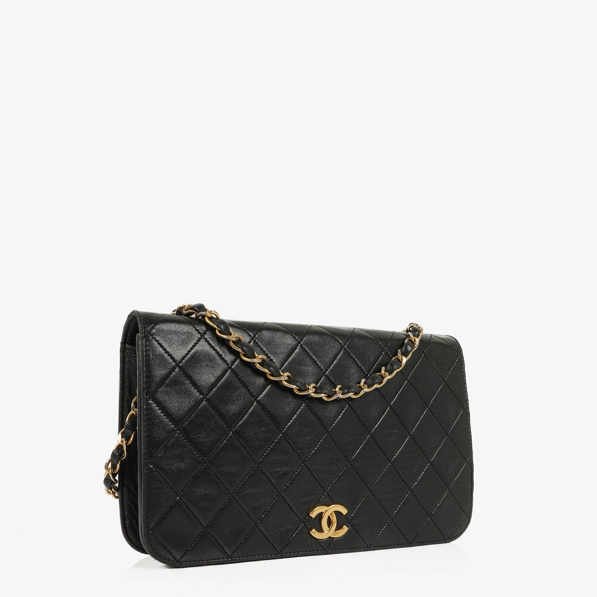 Chanel Classic Full Flap Bag Black Quilted Lambskin 24K Gold-Plated Hardware