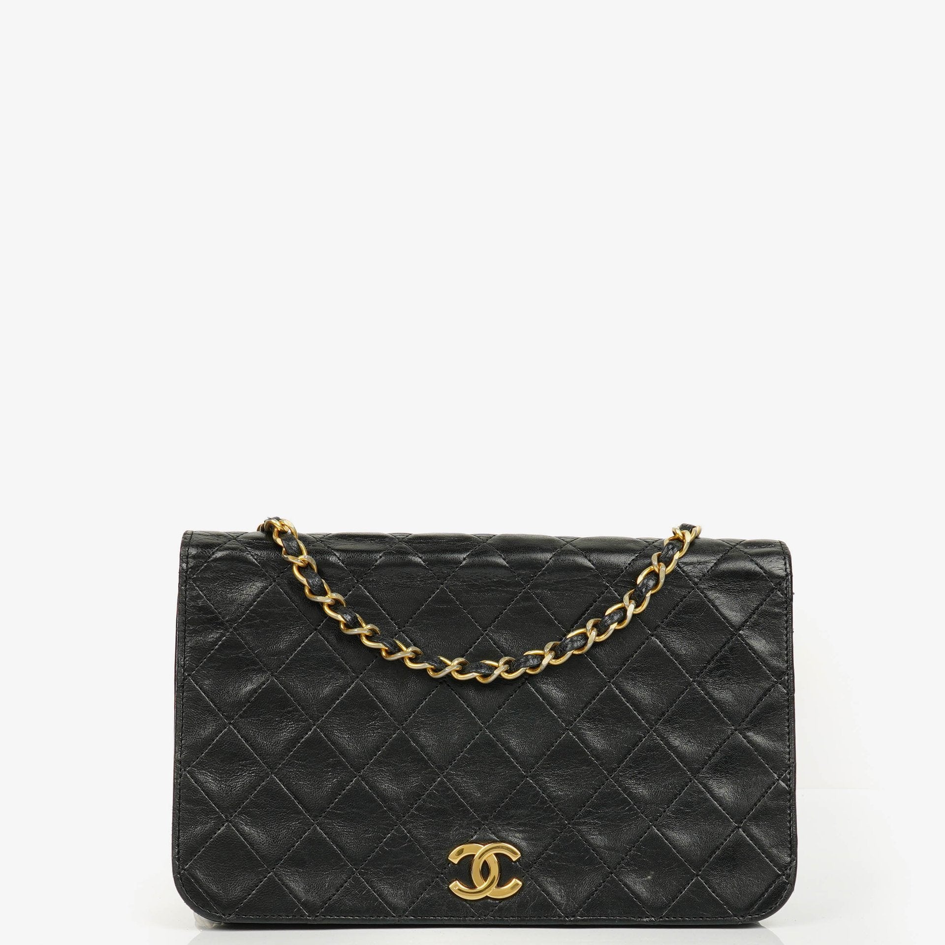 Chanel Classic Full Flap Bag Black Quilted Leather 24K Gold-Plated Hardware