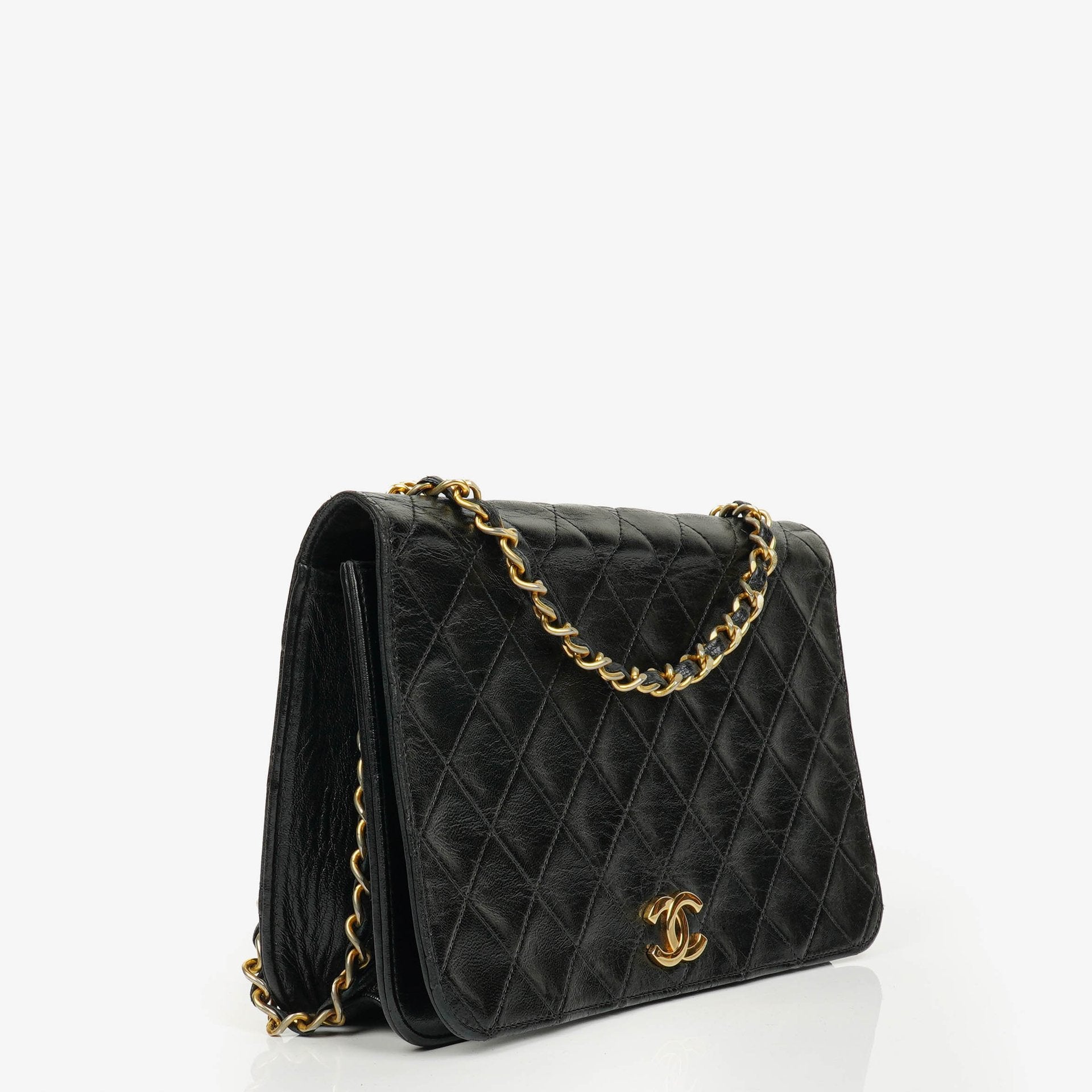 Chanel Classic Full Flap Bag Black Quilted Leather 24K Gold-Plated Hardware