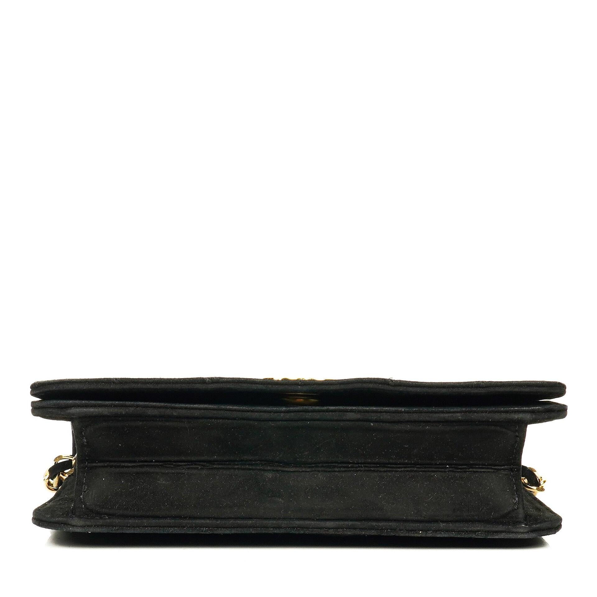 Chanel Classic Full Flap Bag Black Quilted Suede
