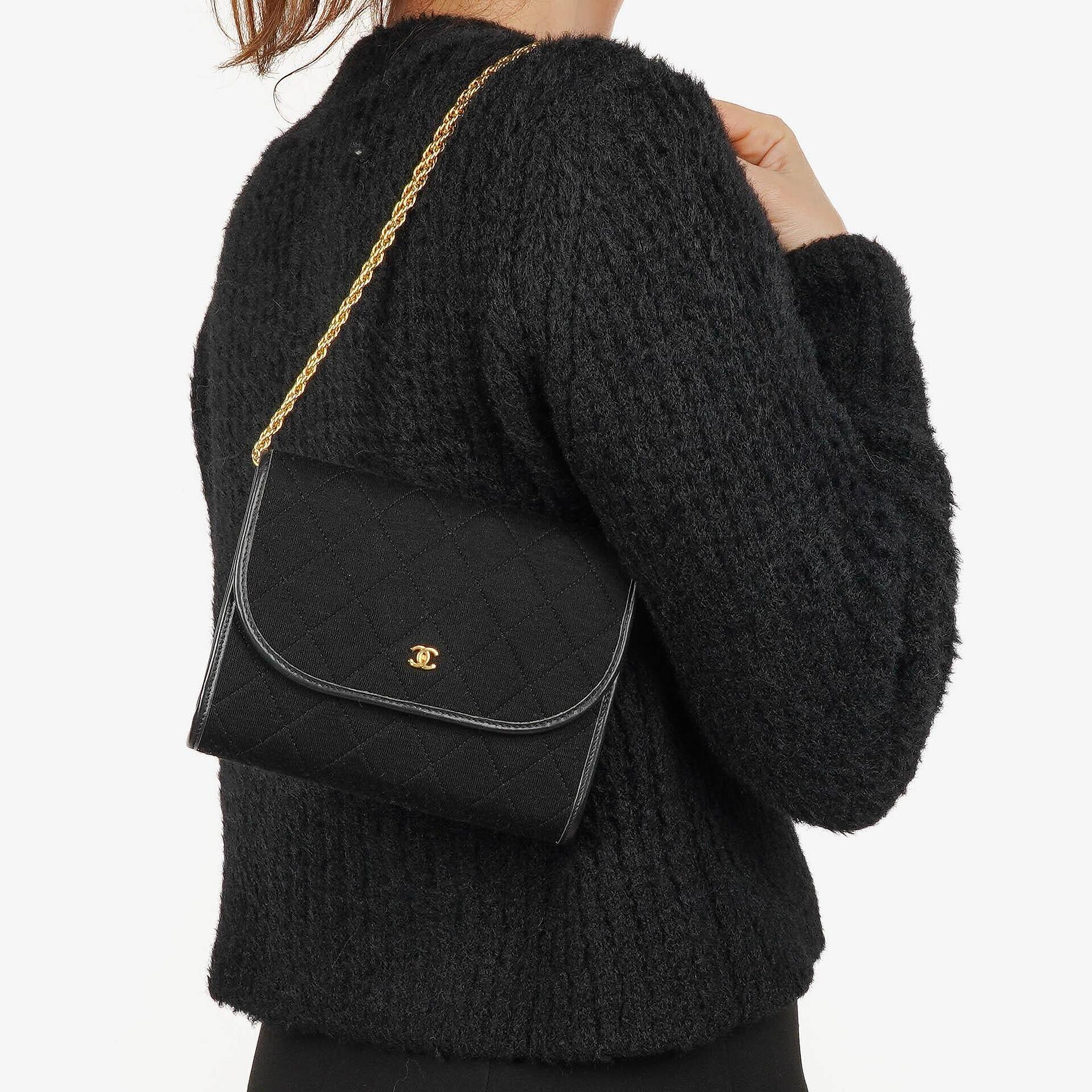 Chanel Classic Jursey Single Flap Bag Wallet on Chain With 24K Gold-Plated Hardware