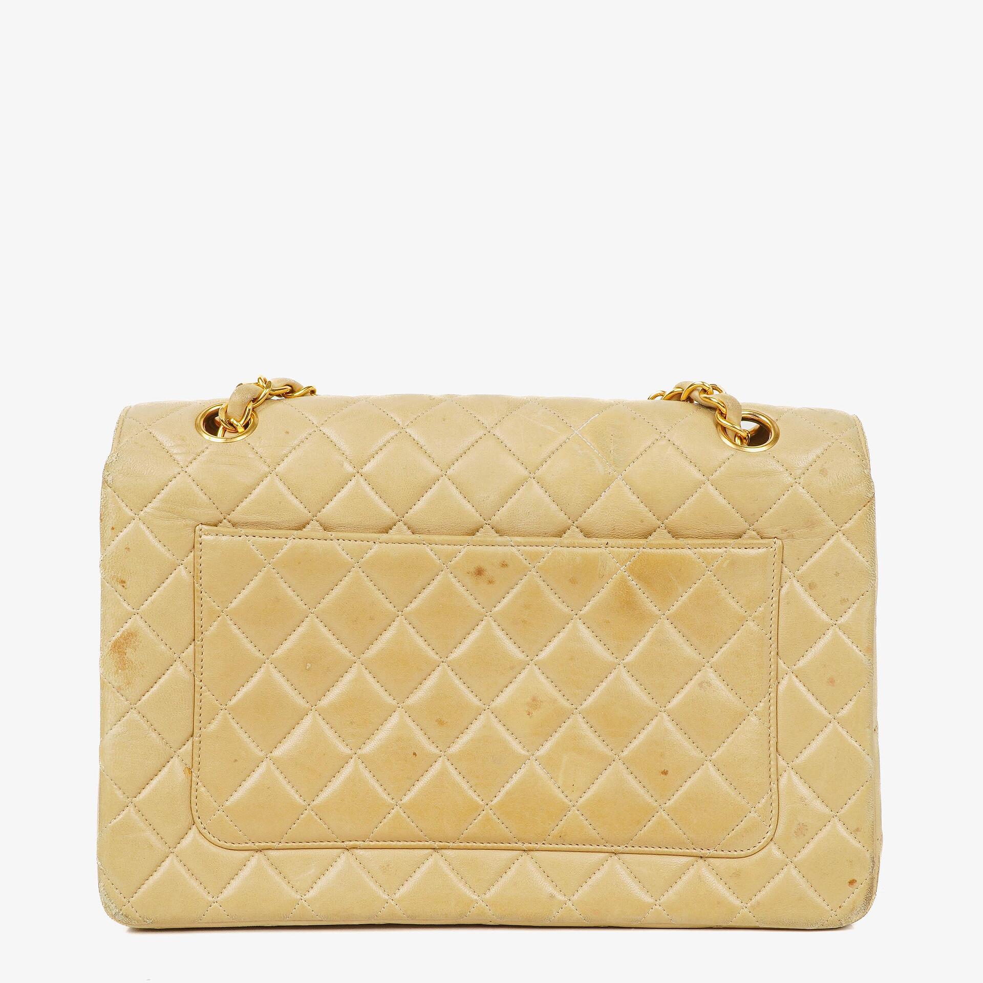 Chanel Classic Medium Single Flap Bag Beige Quilted Leather With Gold & Silver Tone Combo Hardware