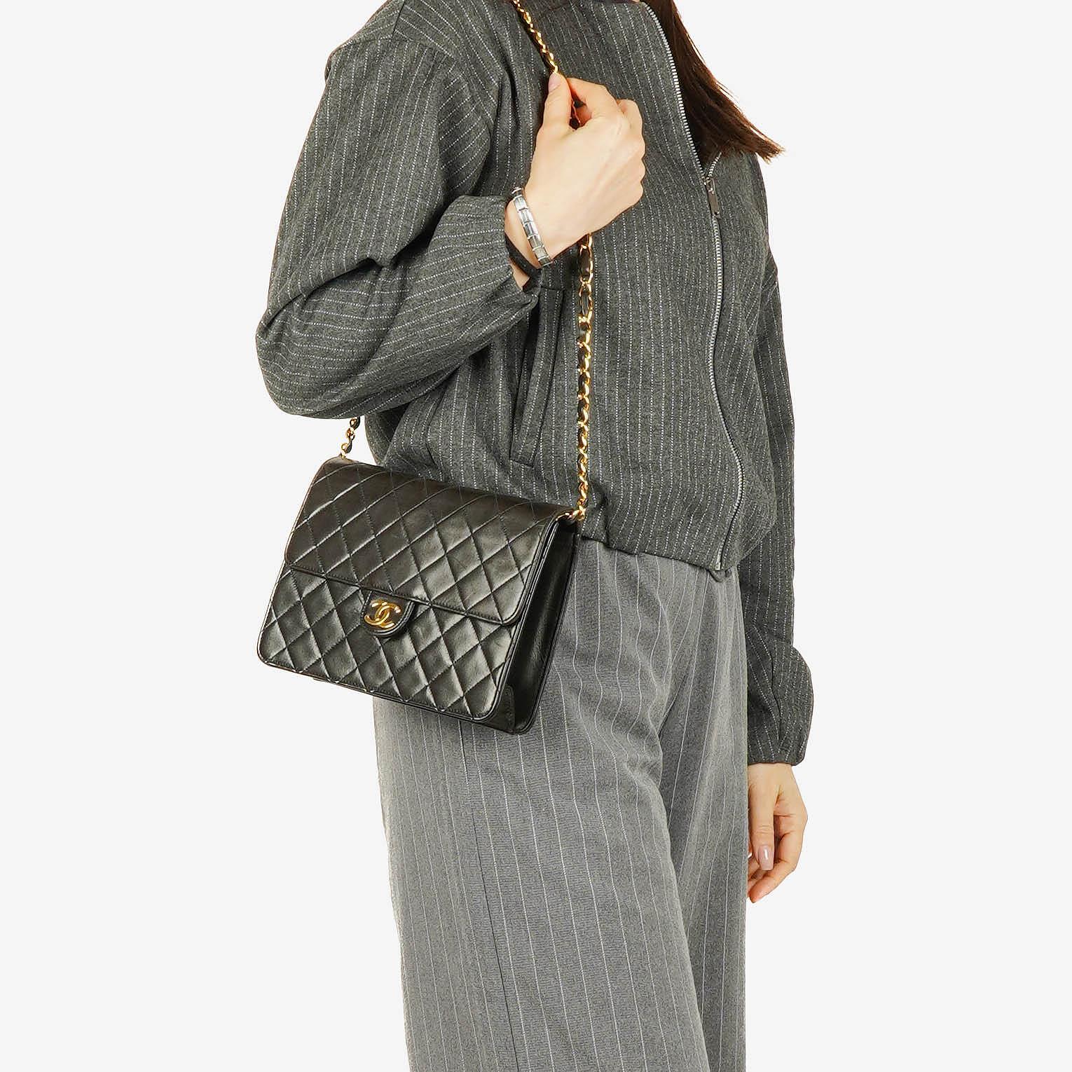 Chanel Classic Single Flap Bag Black Quilted Lambskin With 24K Gold-Plated Hardware