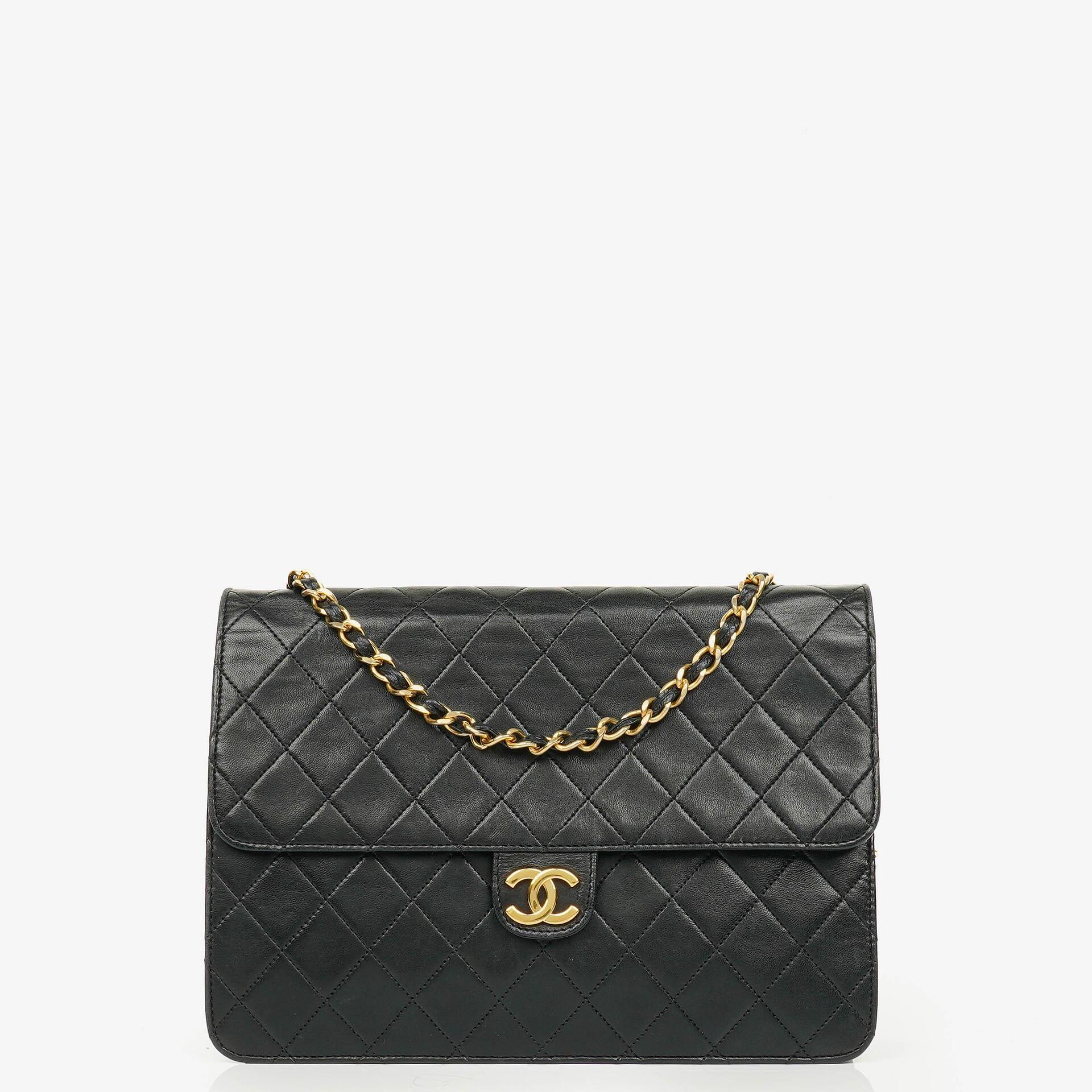 Chanel Classic Single Flap Bag Black Quilted Lambskin With 24K Gold-Plated Hardware