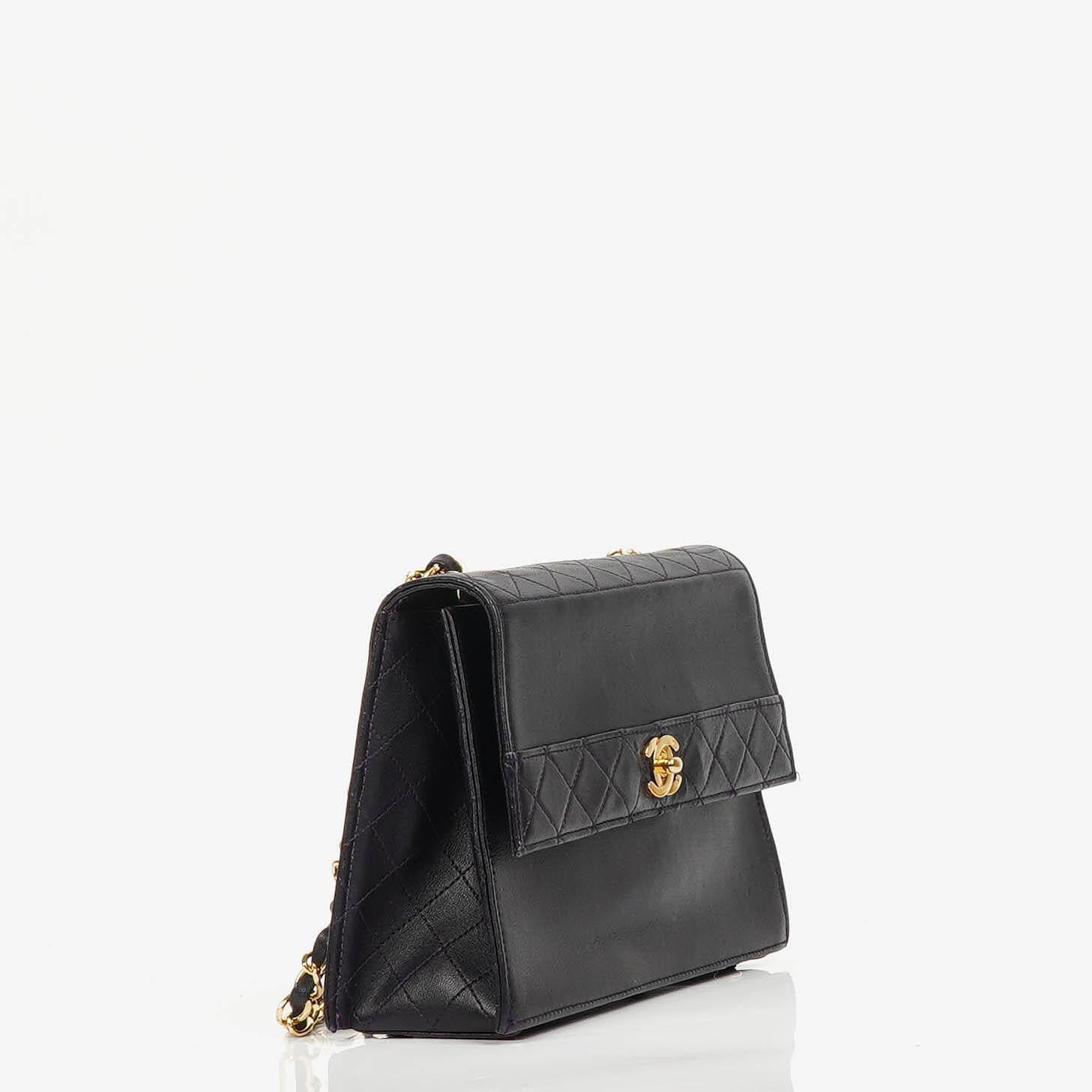 Chanel Dark Purple Quilted Lambskin Vintage Mini Trapeze Classic Single Flap Bag