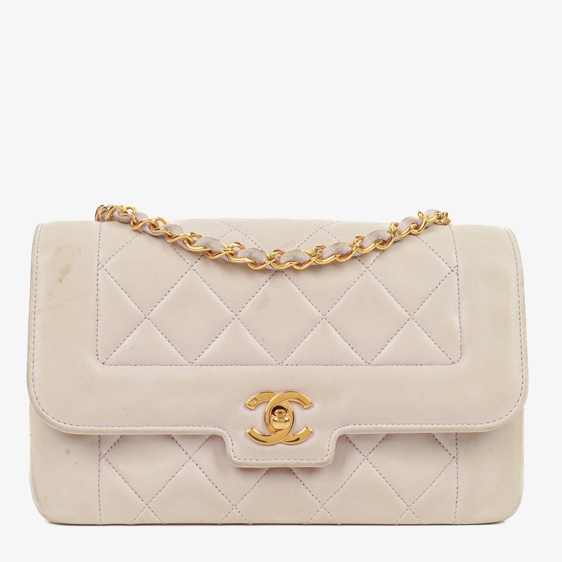 Chanel Diana Quilted Lambskin Vintage Medium Flap Bag With 24K Gold-Plated Hardware