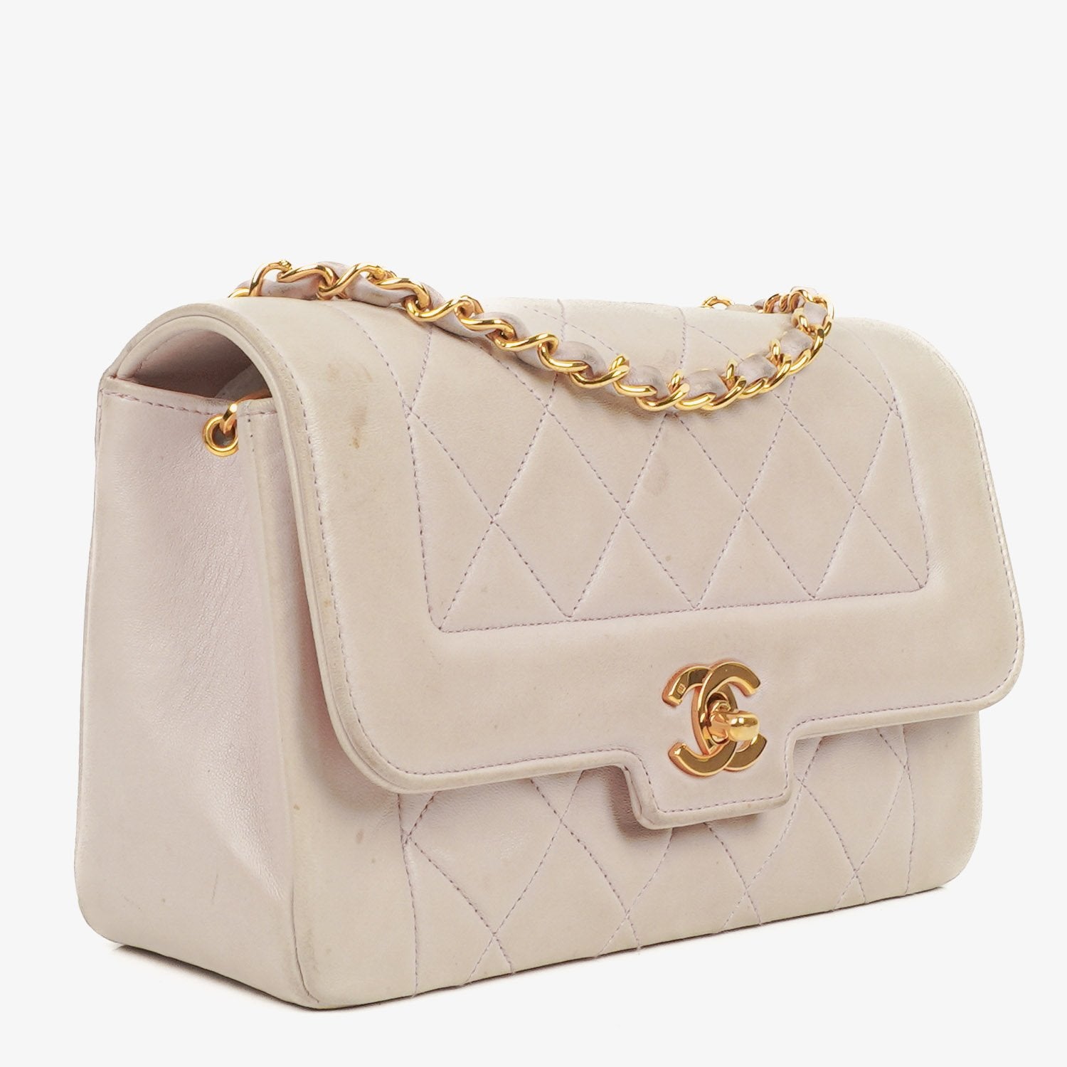 Chanel Diana Quilted Lambskin Vintage Medium Flap Bag With 24K Gold-Plated Hardware