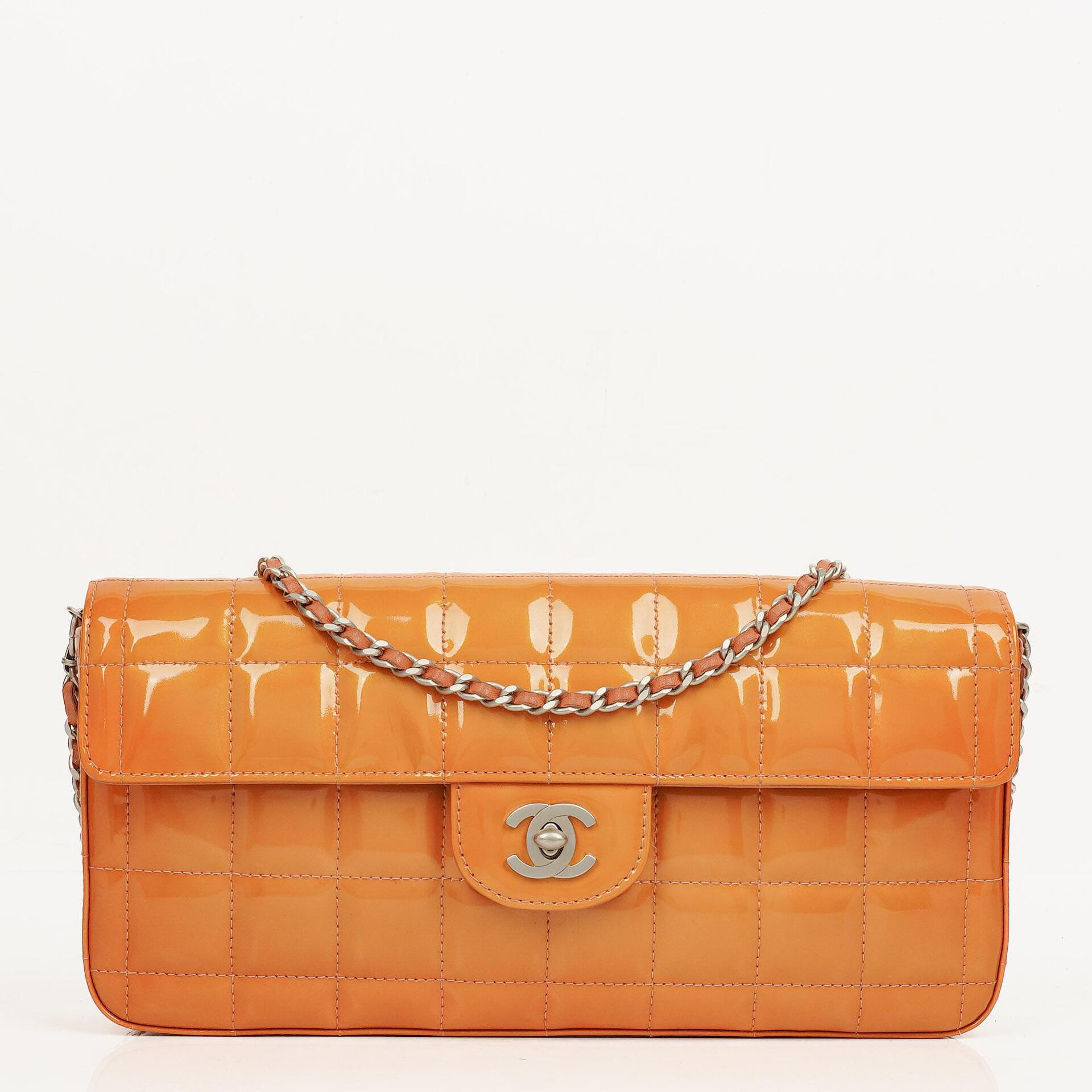 Chanel East West Patent Leather Chocolate Bar Flap Bag