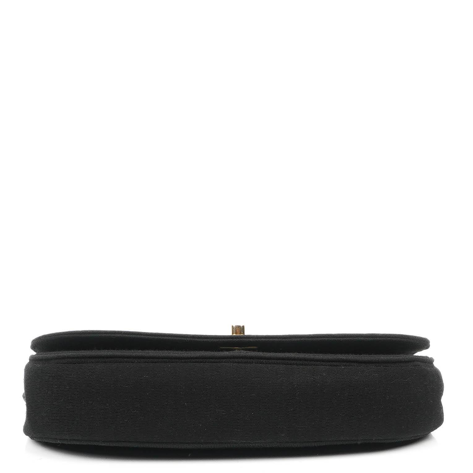 Chanel Half-Moon Flap Bag In Black Quilted Jersey And 24K Gold-Plated Hardware