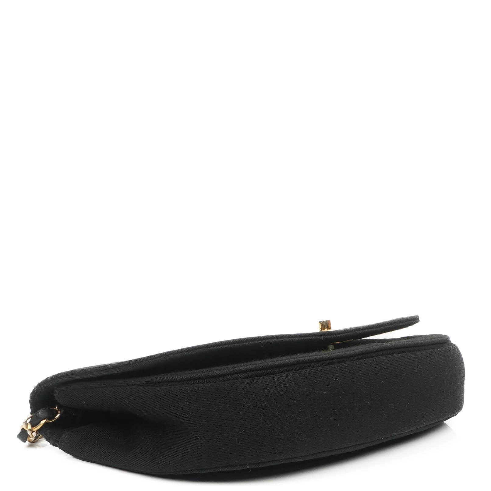 Chanel Half-Moon Flap Bag In Black Quilted Jersey And 24K Gold-Plated Hardware