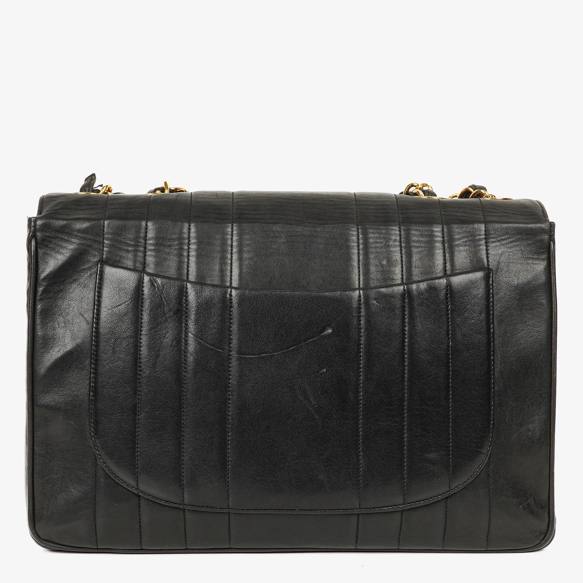 Chanel Jumbo CC Vertical Black Quilted Lamabskin Flap Bag 24K Gold-Plated Hardware