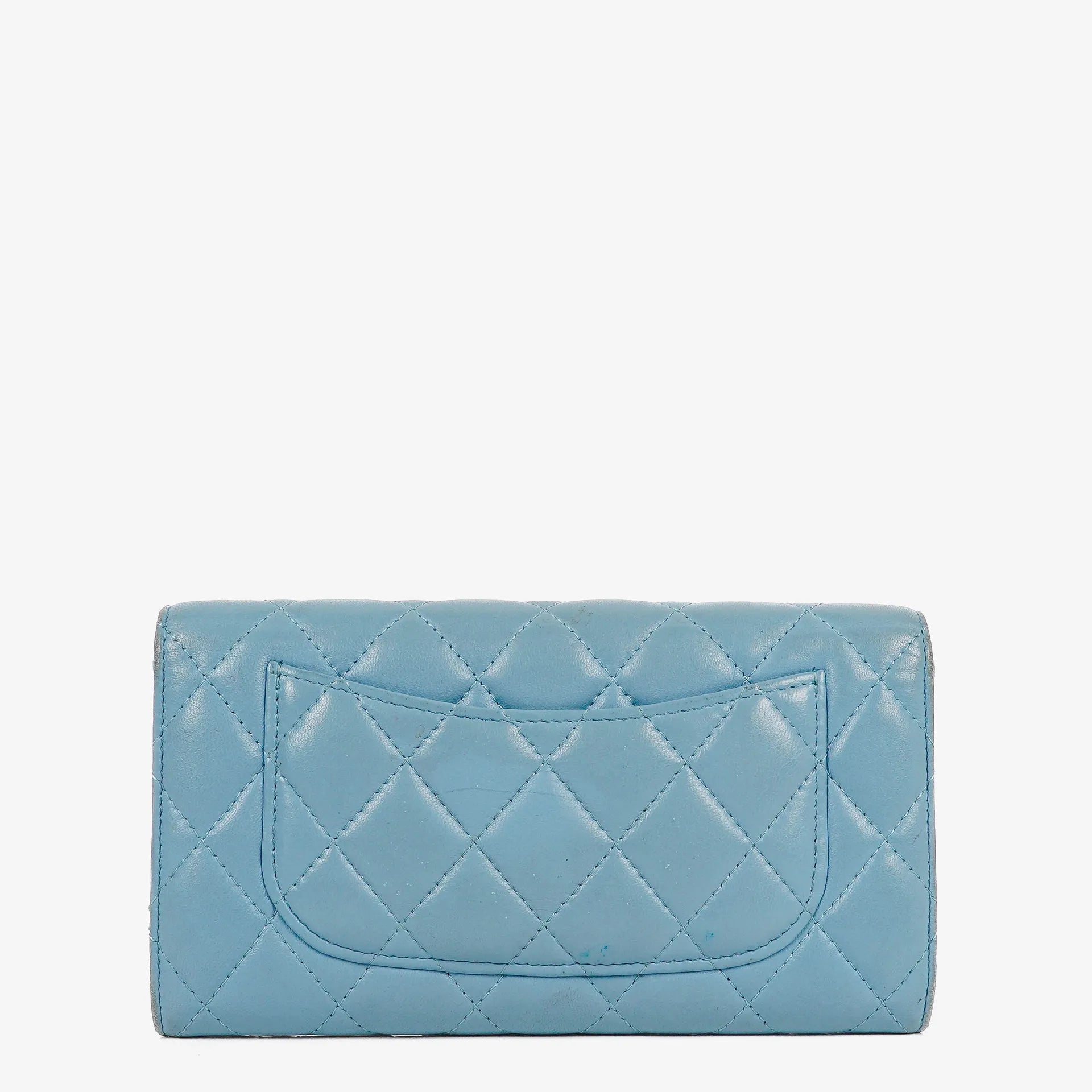 Chanel Large Quillted Lambskin Light Blue Flap Wallet
