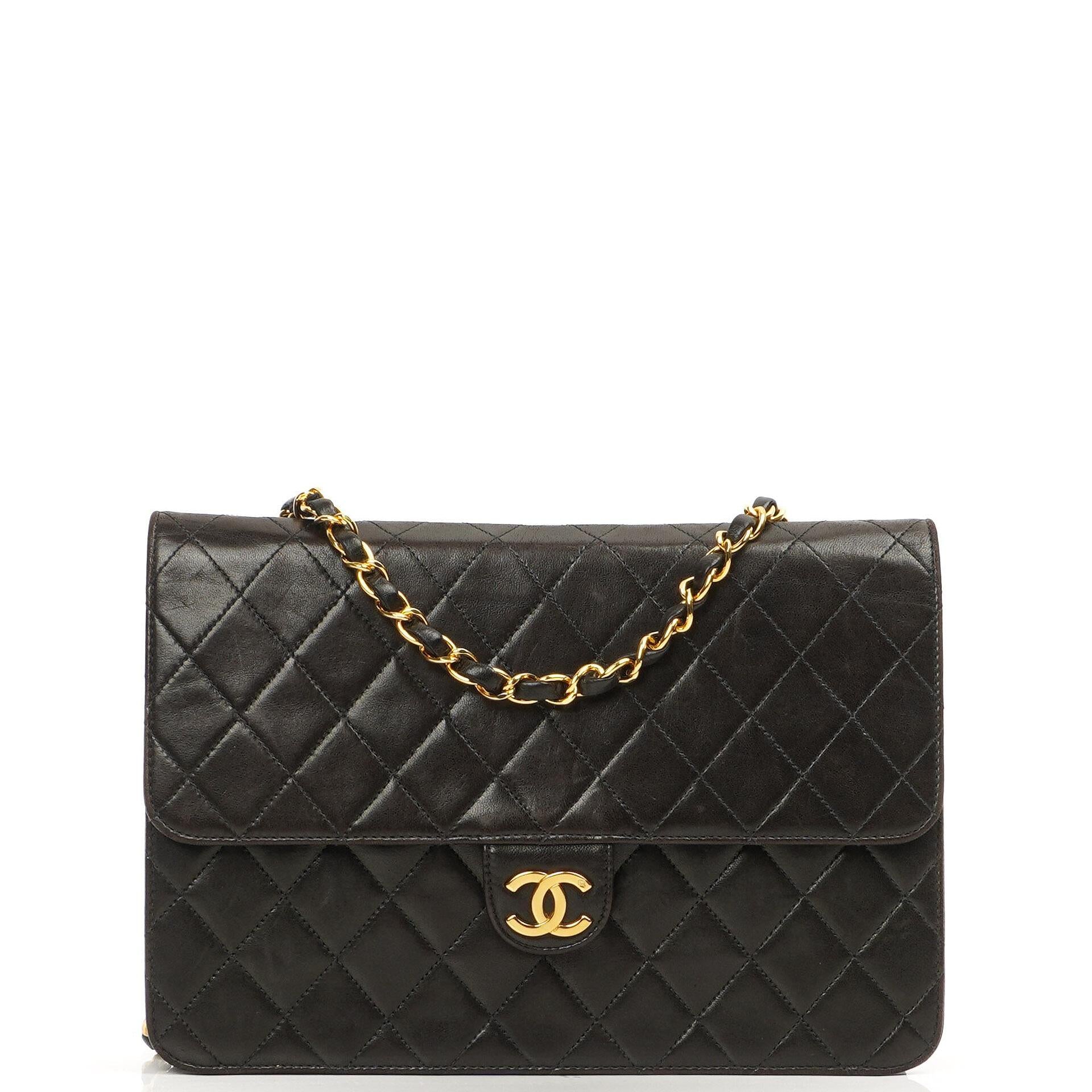 Chanel Medium Classic Black Quilted Lambskin Single Flap Bag With 24K Gold-Plated Hardware