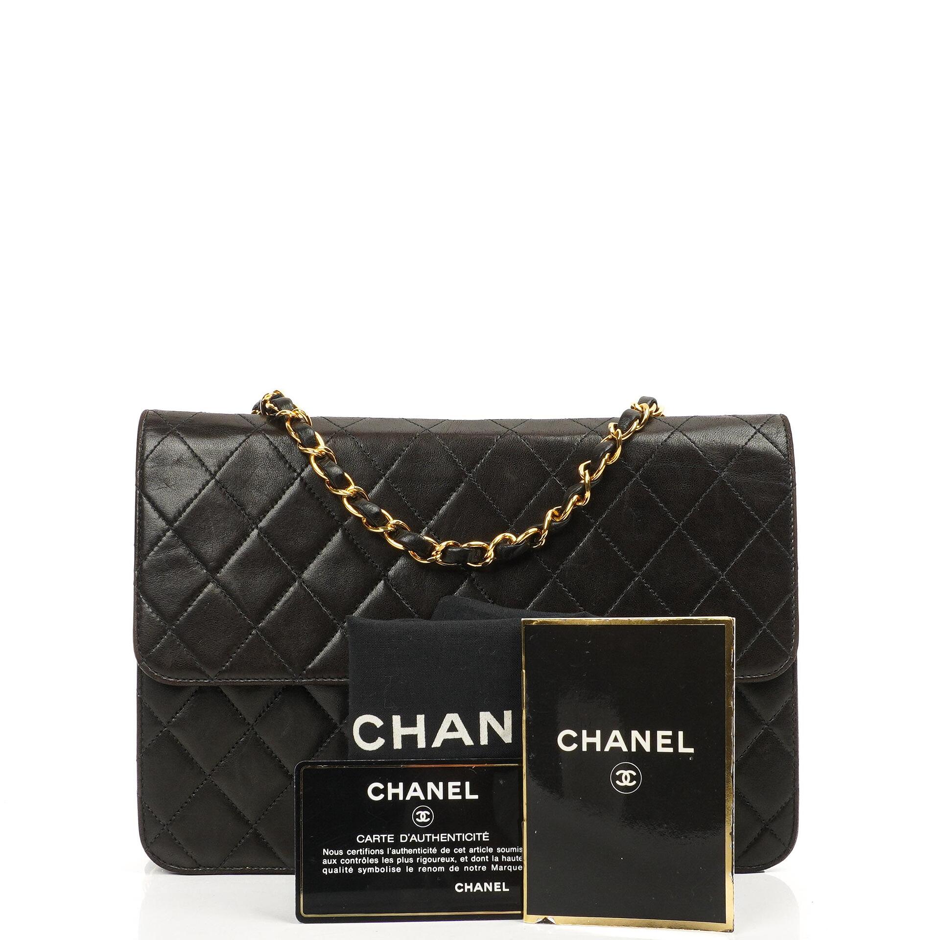 Chanel Medium Classic Black Quilted Lambskin Single Flap Bag With 24K Gold-Plated Hardware