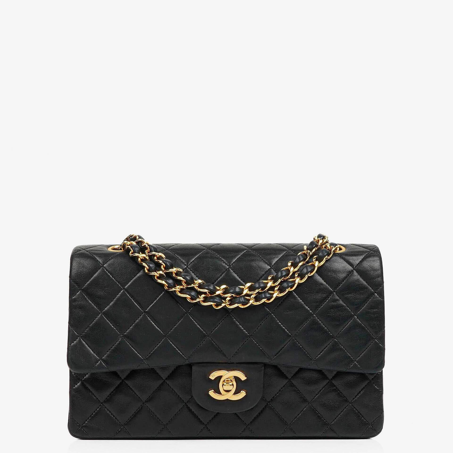 Chanel Medium Classic Lambskin Double Flap Bag With 24K Gold-Plated Hardware