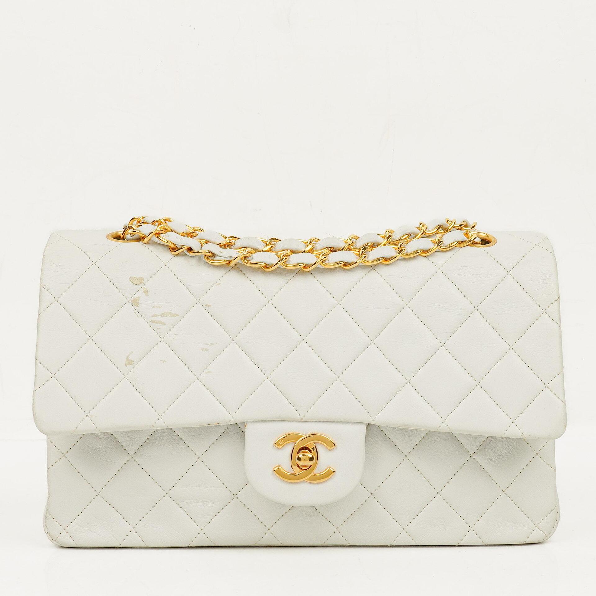 Chanel Medium Classic Quilted Lambskin Double Flap Bag With 24K Gold-Plated Hardware