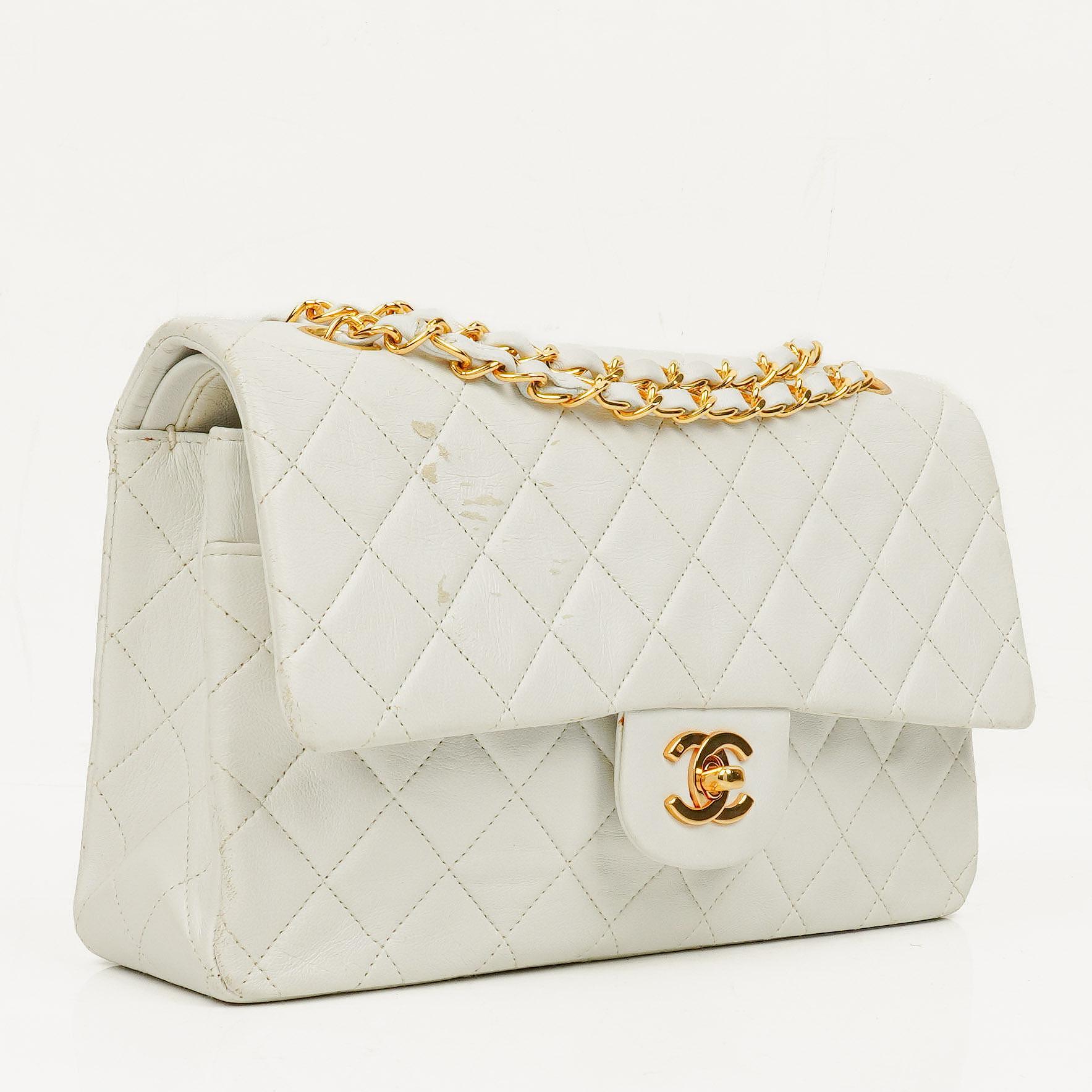 Chanel Medium Classic Quilted Lambskin Double Flap Bag With 24K Gold-Plated Hardware