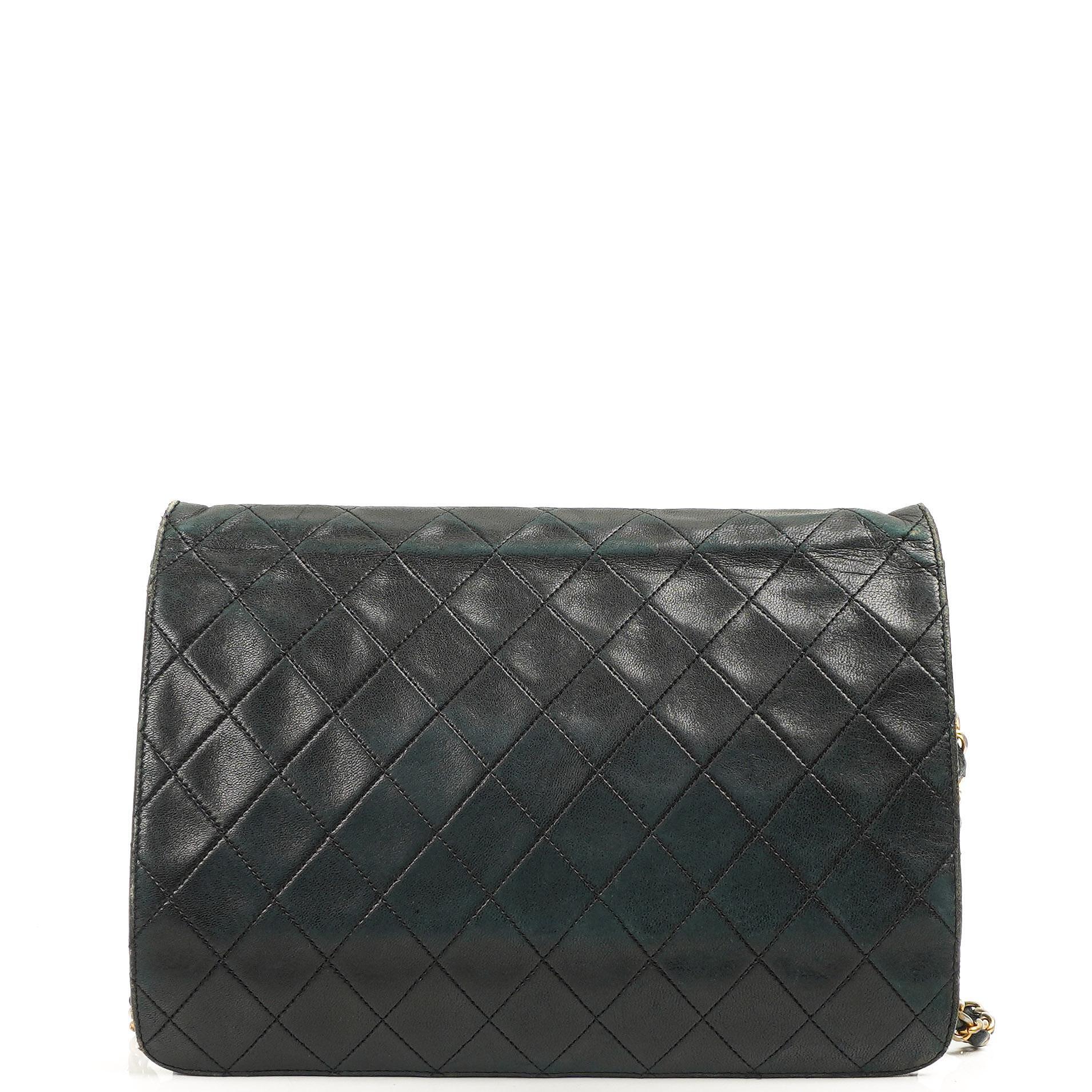 Chanel Medium Classic Single Flap Bag Black Quilted Lambskin 24K Gold-Plated Hardware