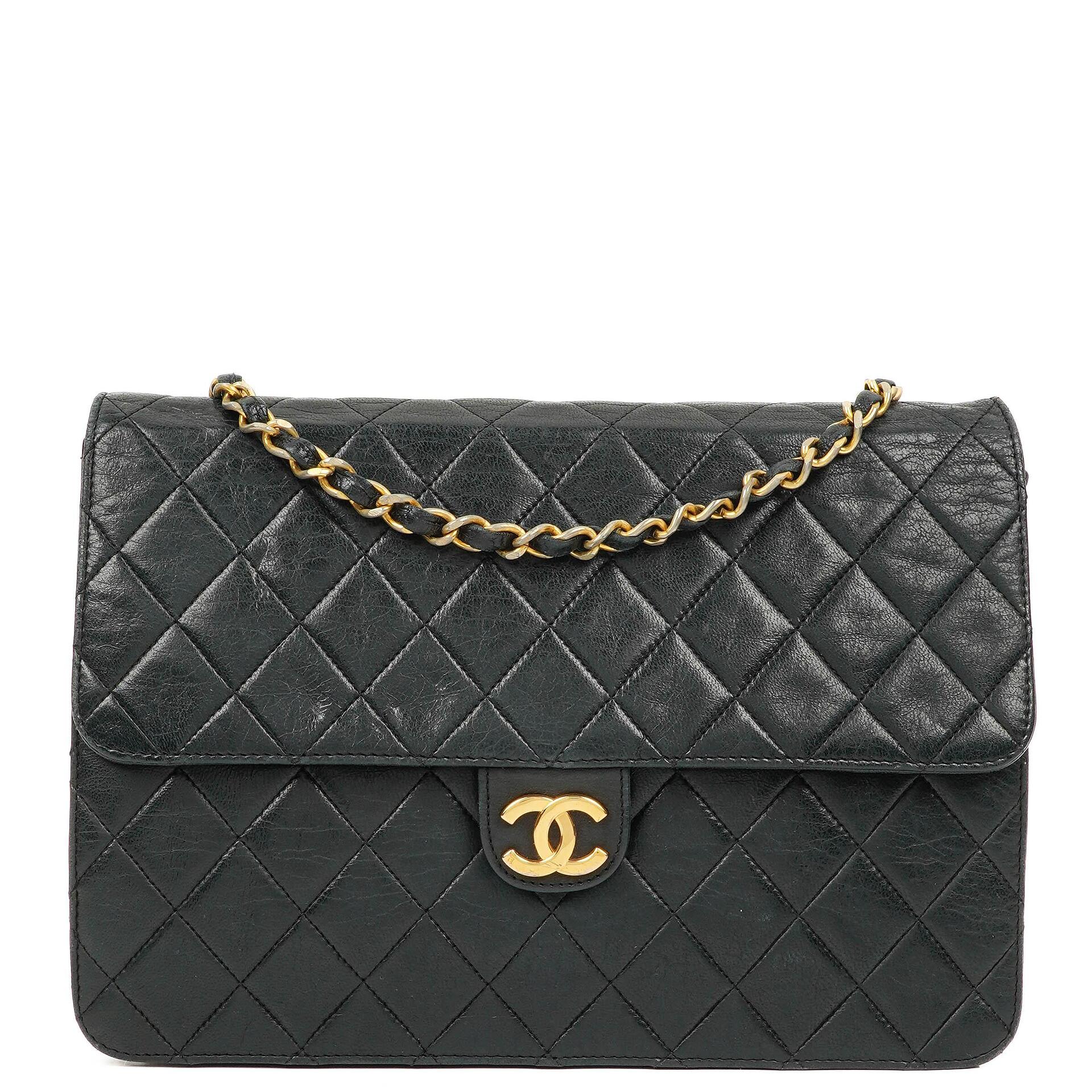 Chanel Medium Classic Single Flap Bag Black Quilted Lambskin With 24K Gold-Plated Hardware