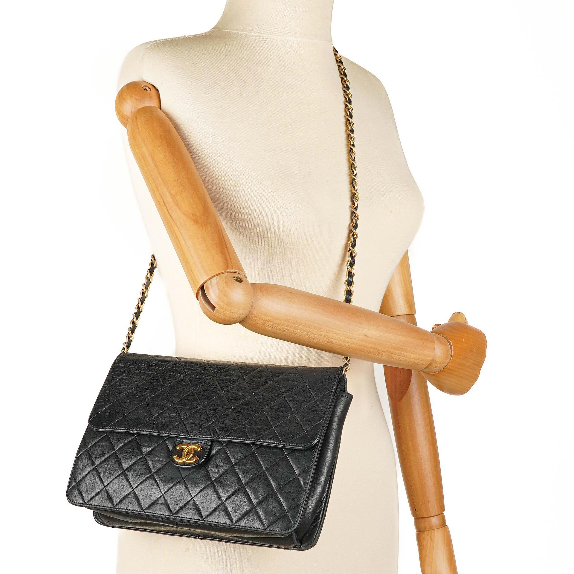 Chanel Medium Classic Single Flap Bag Black Quilted Lambskin With 24K Gold-Plated Hardware