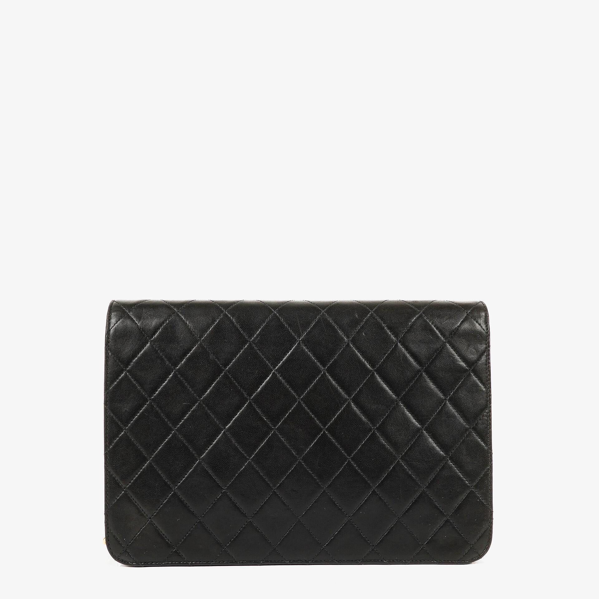 Chanel Medium Classic Single Flap Bag Black Quilted Lambskin With 24K Gold-Plated Hardware