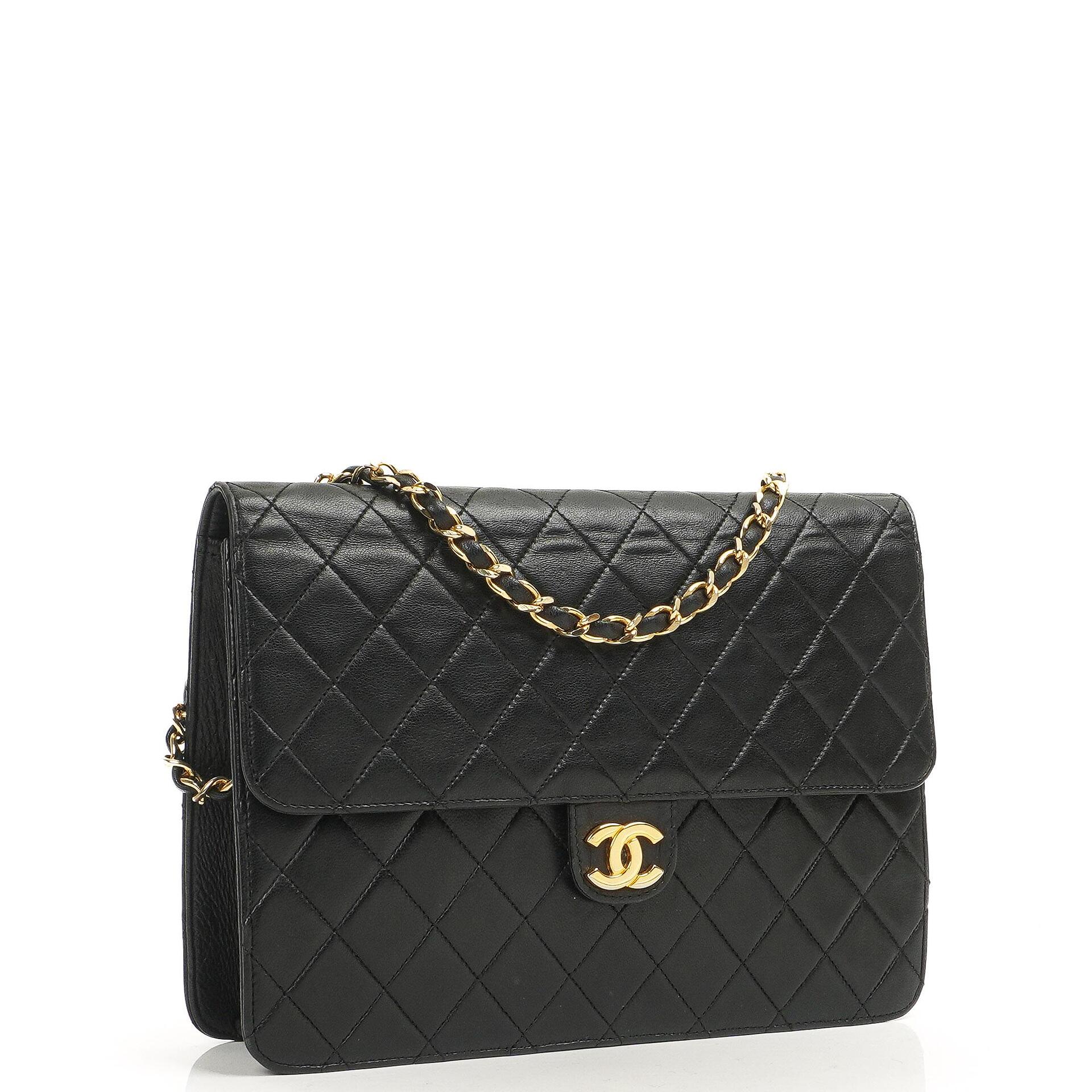 Chanel Medium Classic Single Flap Bag Dark Navy Quilted Lambskin Gold-Tone Hardware