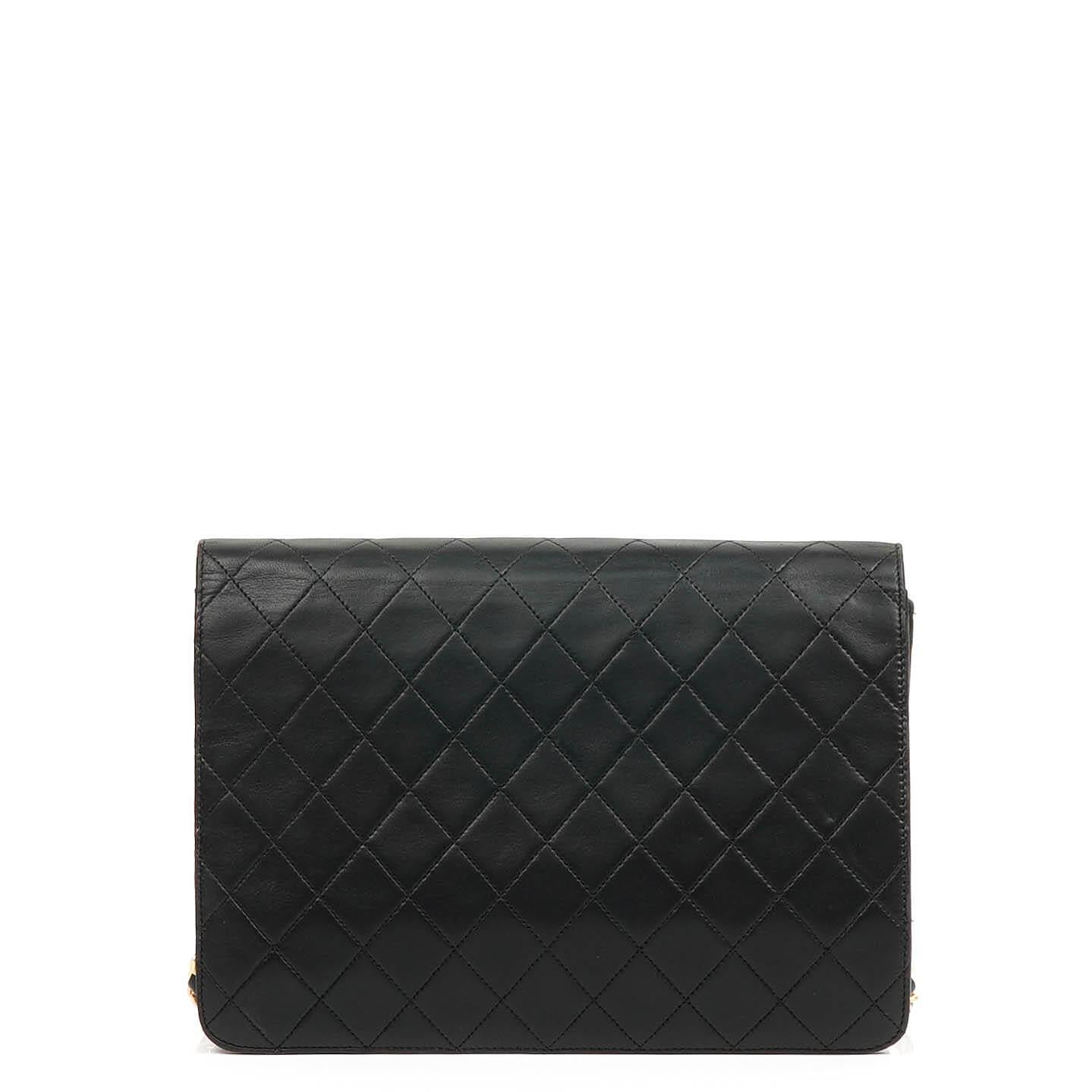 Chanel Medium Classic Vintage Black Quilted Lambskin Single Flap Bag With 24K Gold-Plated Hardware