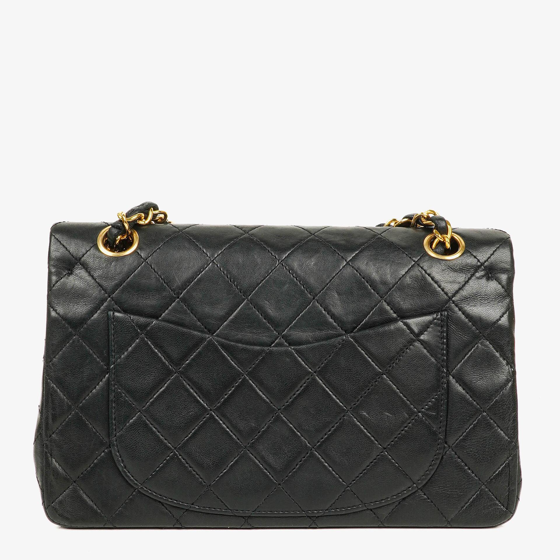 Chanel Small Classic Vintage Double Flap Bag Black Quilted Lambskin 24K Gold-Plated Hardware