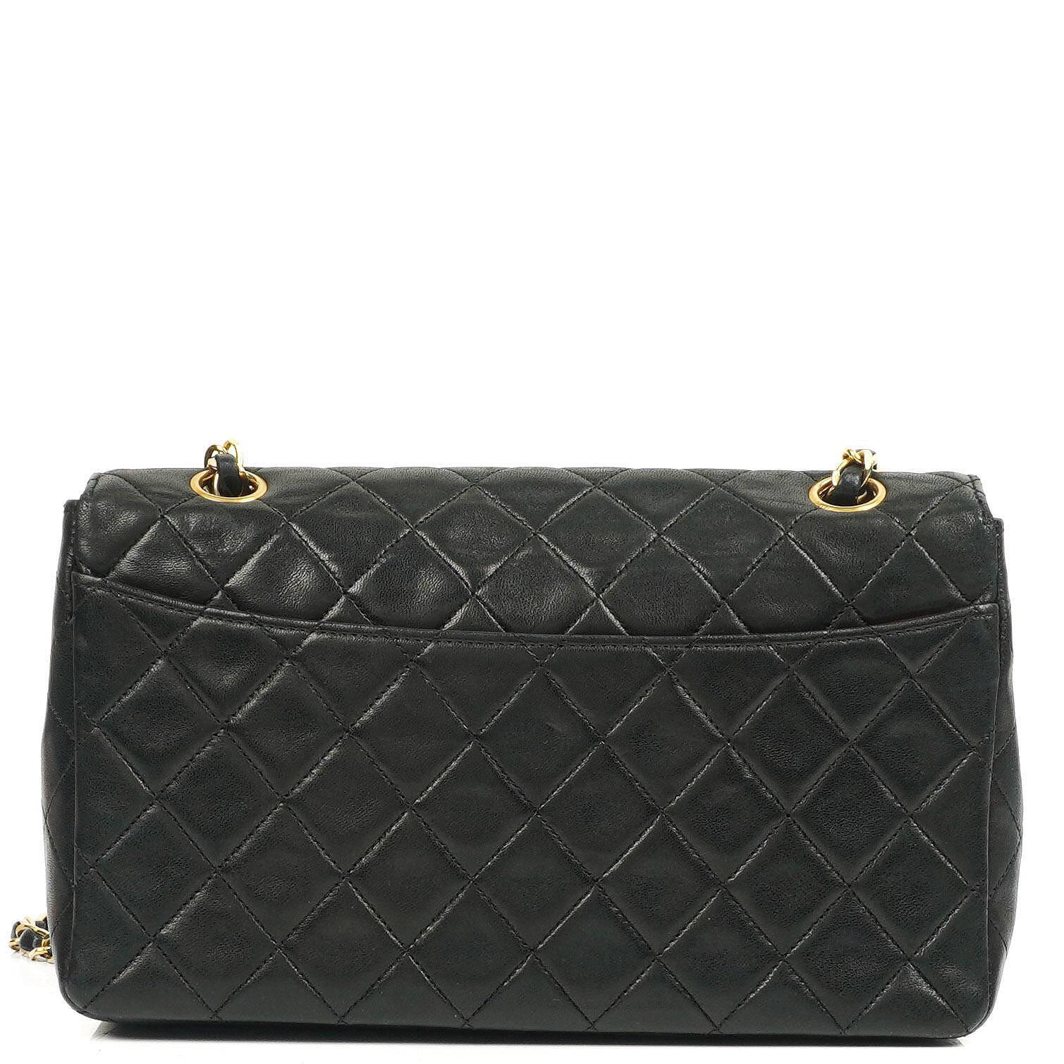 Chanel Medium Classic Vintage Single Flap Bag Quilted Lambskin 24K Gold-Plated Hardware, 1989-1991