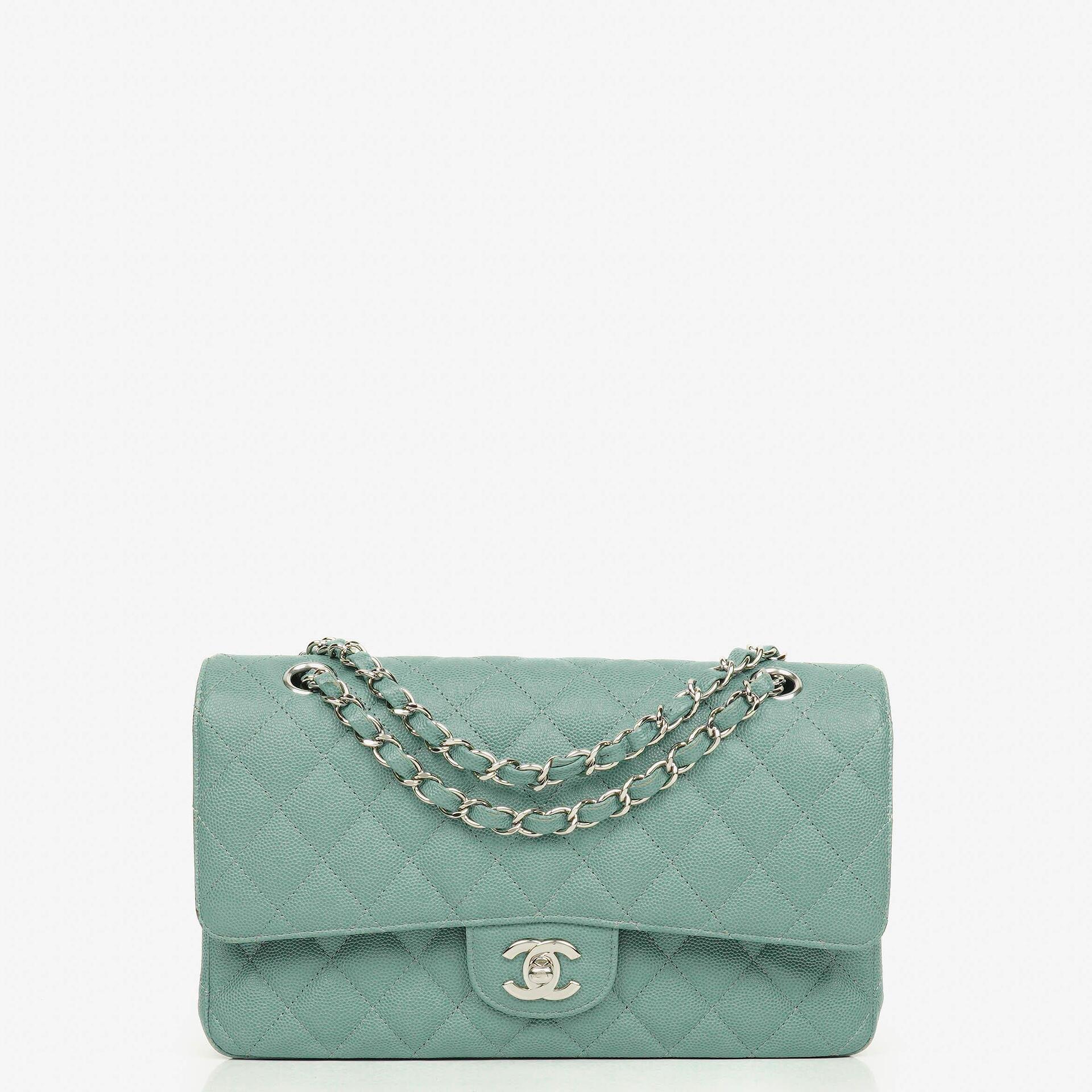 Chanel Medium Double Flap Bag Quilted Caviar Leather With Silver-Tone Hardware