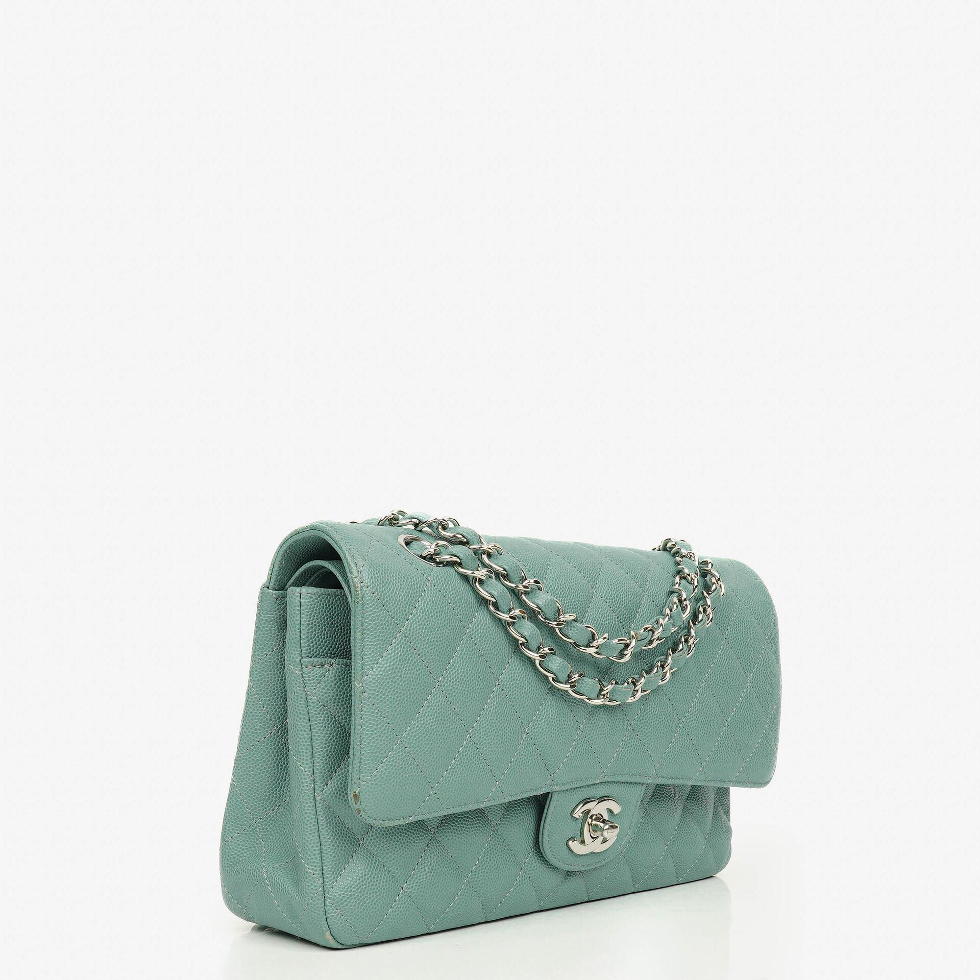 Chanel Medium Double Flap Bag Quilted Caviar Leather With Silver-Tone Hardware