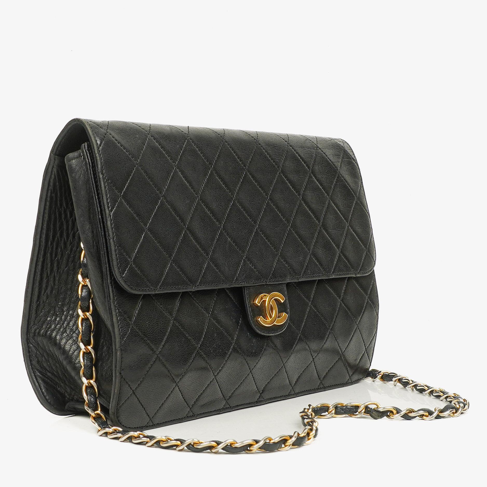 Chanel Meduim Classic Single Flap Bag Black Quilted Lambskin With 24K Gold-Plated Hardware