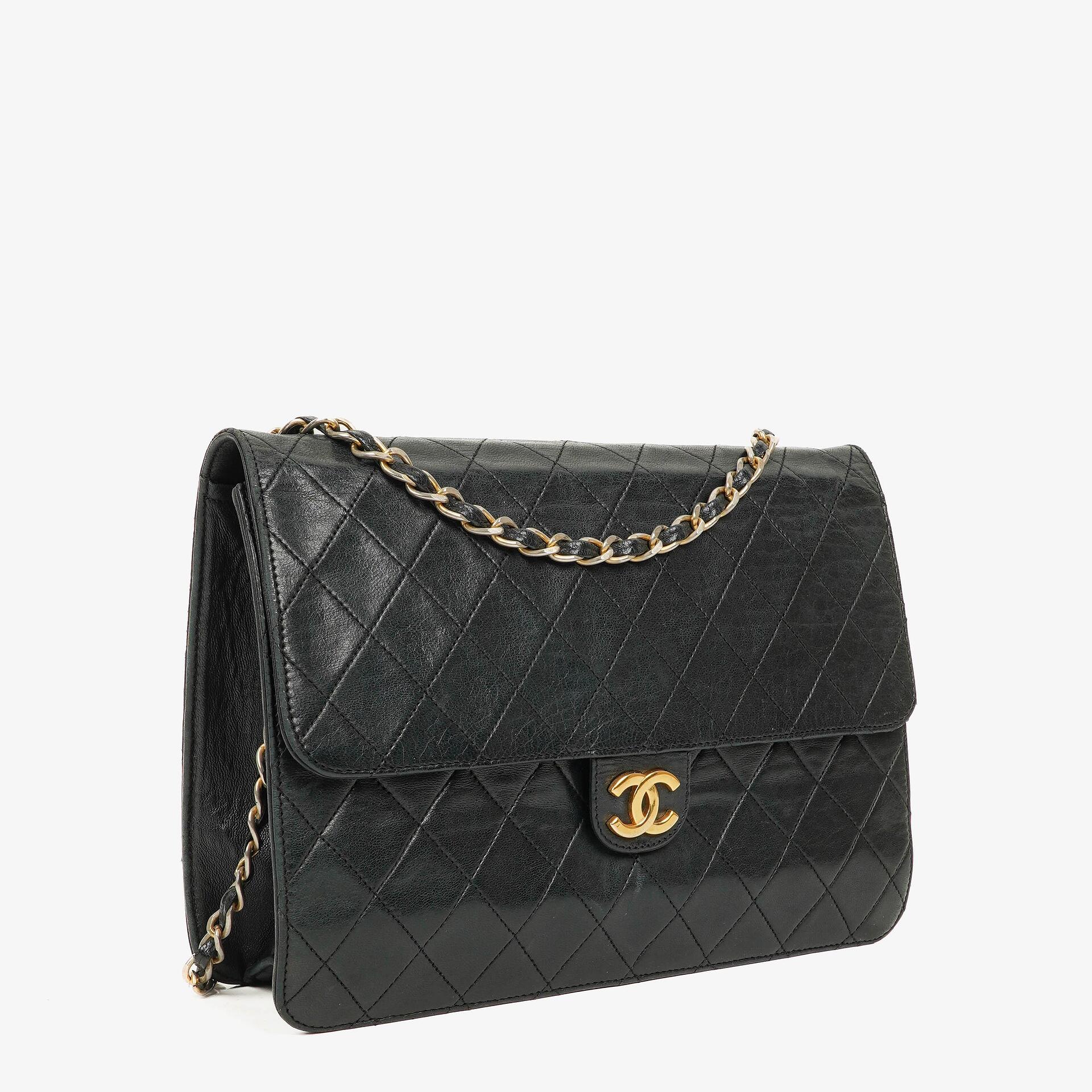 Chanel Meduim Classic Single Flap Bag Black Quilted Lambskin With 24K Gold-Plated Hardware