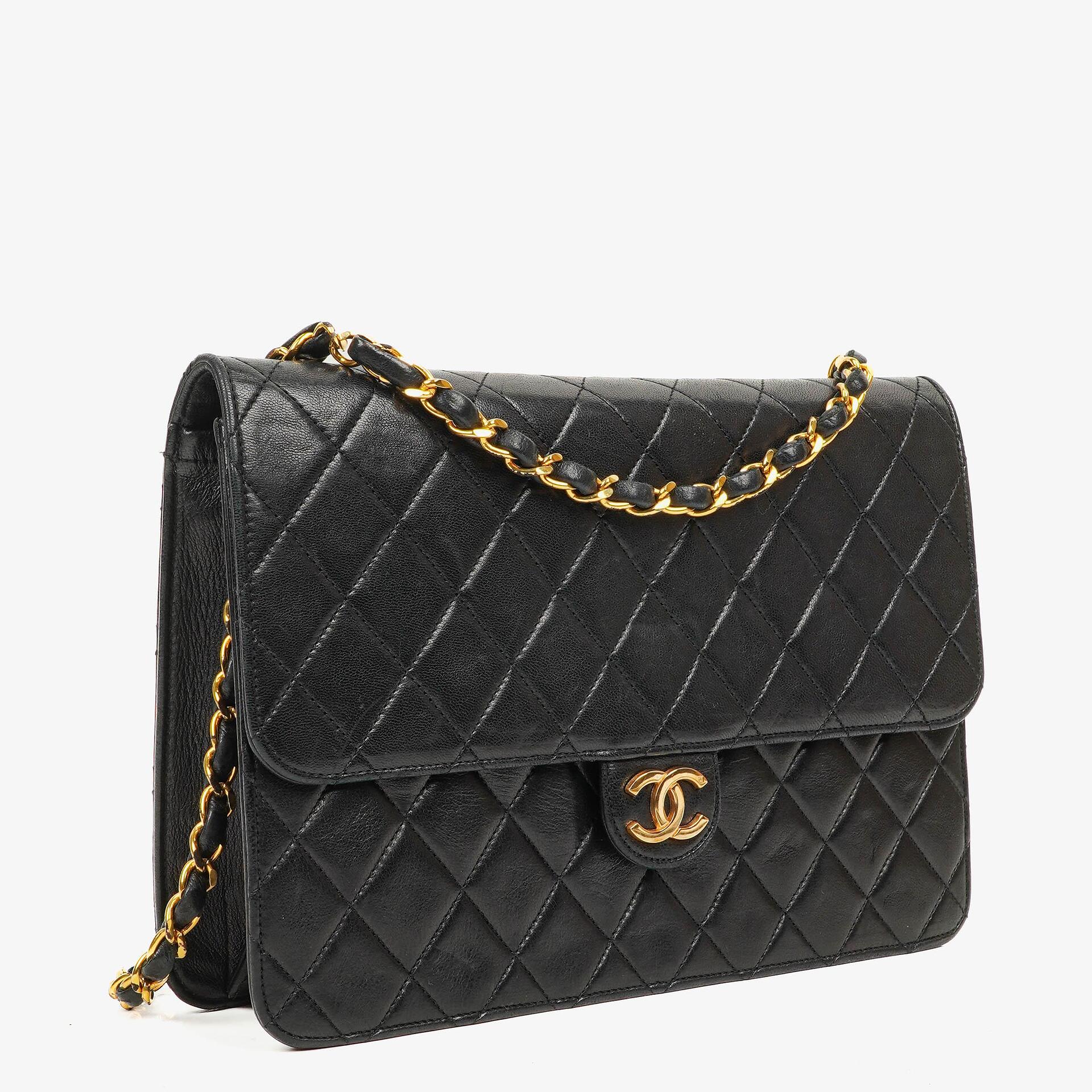 Chanel Meduim Classic Single Flap Bag Black Quilted Lambskin With 24K Gold-Plated Hardware