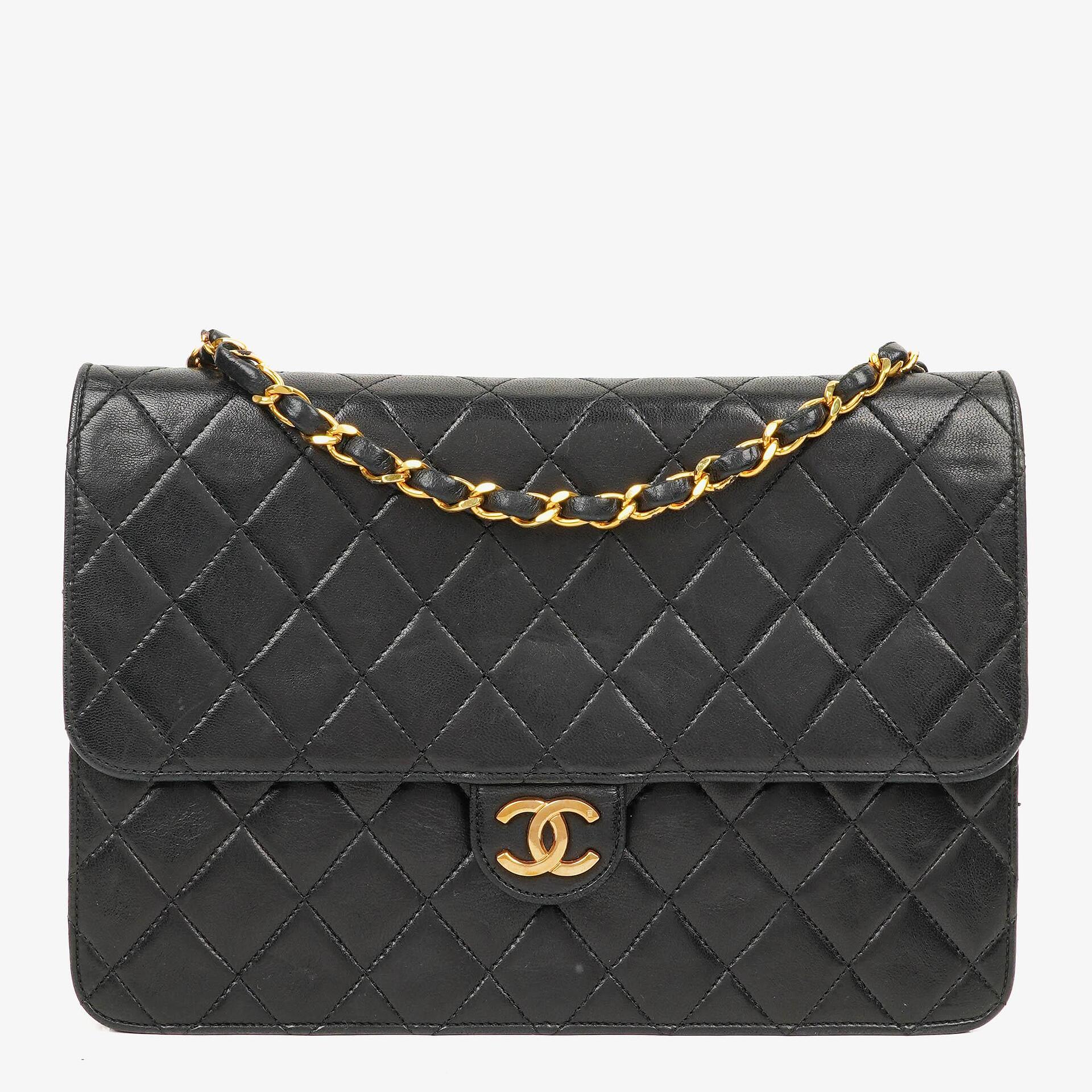Chanel Meduim Classic Single Flap Bag Black Quilted Lambskin With 24K Gold-Plated Hardware