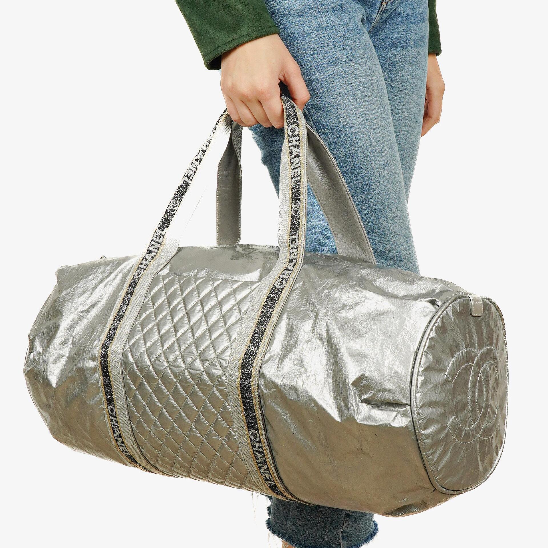 Chanel Metallic Quilted Nylon Boston Bag